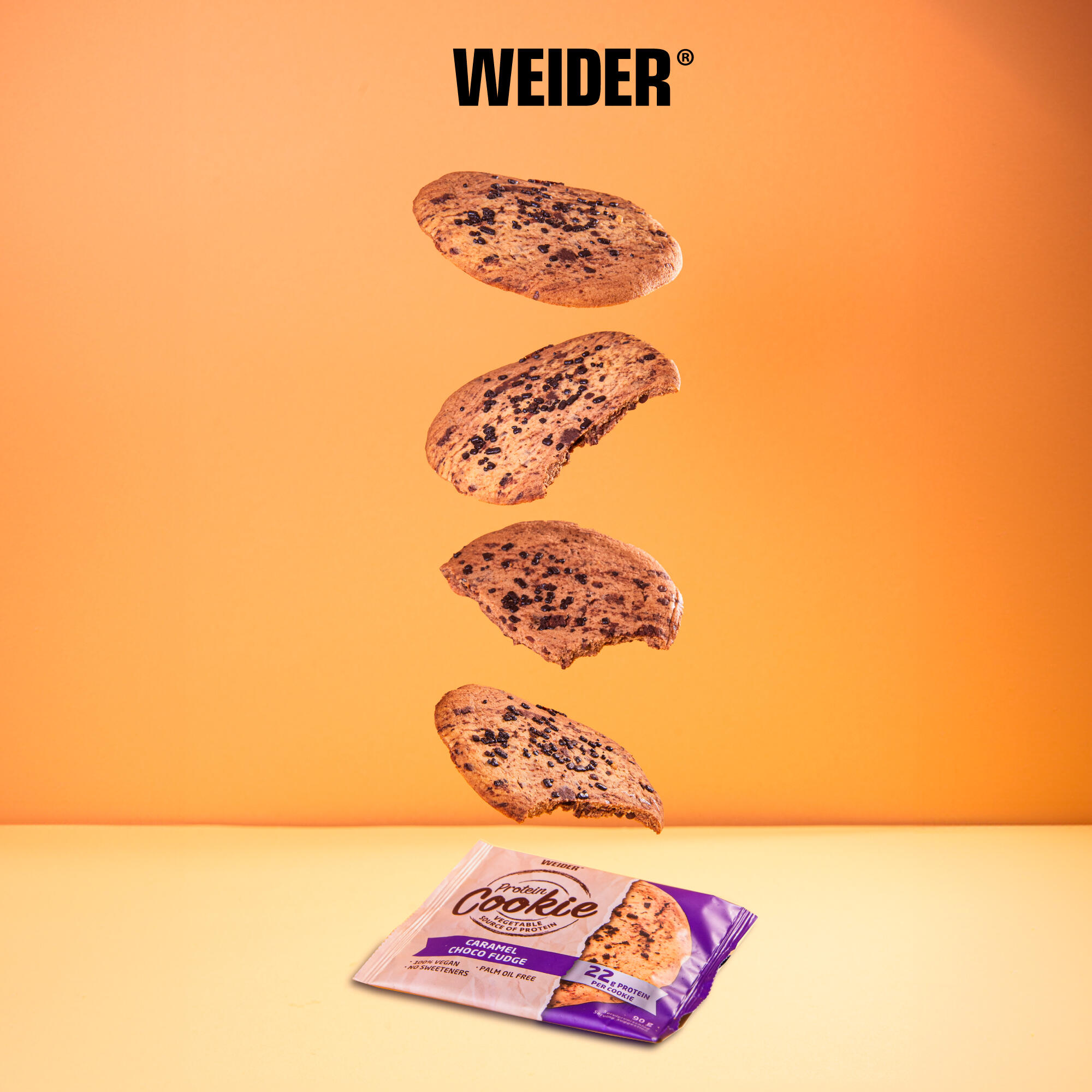 WEIDER Proteínová vegánska sušienka s karamelom a čokoládou 90 g bez · záber 4