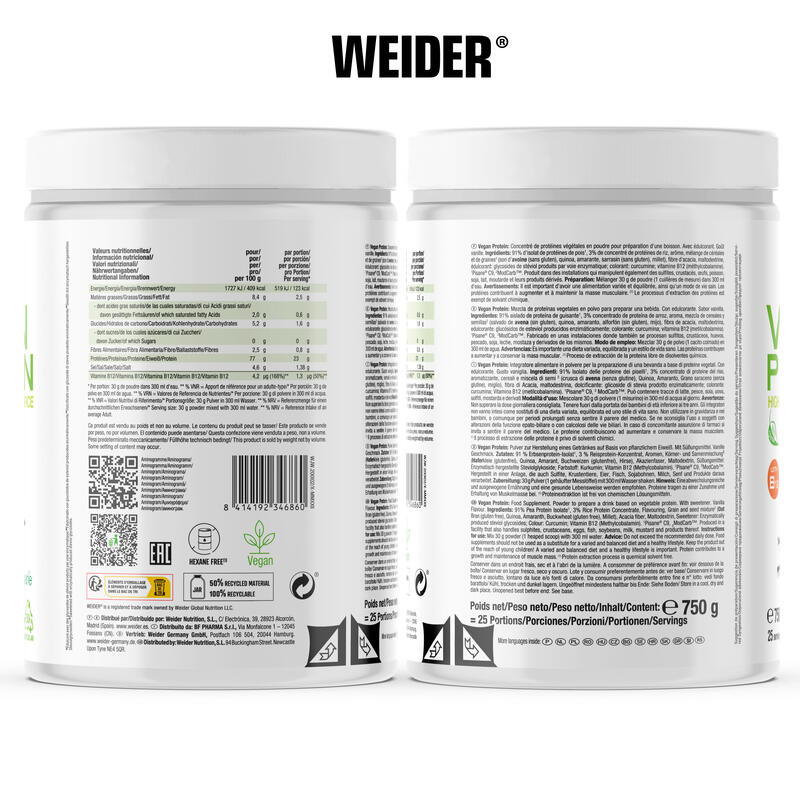 Proteína Vegan 750 g Baunilha
