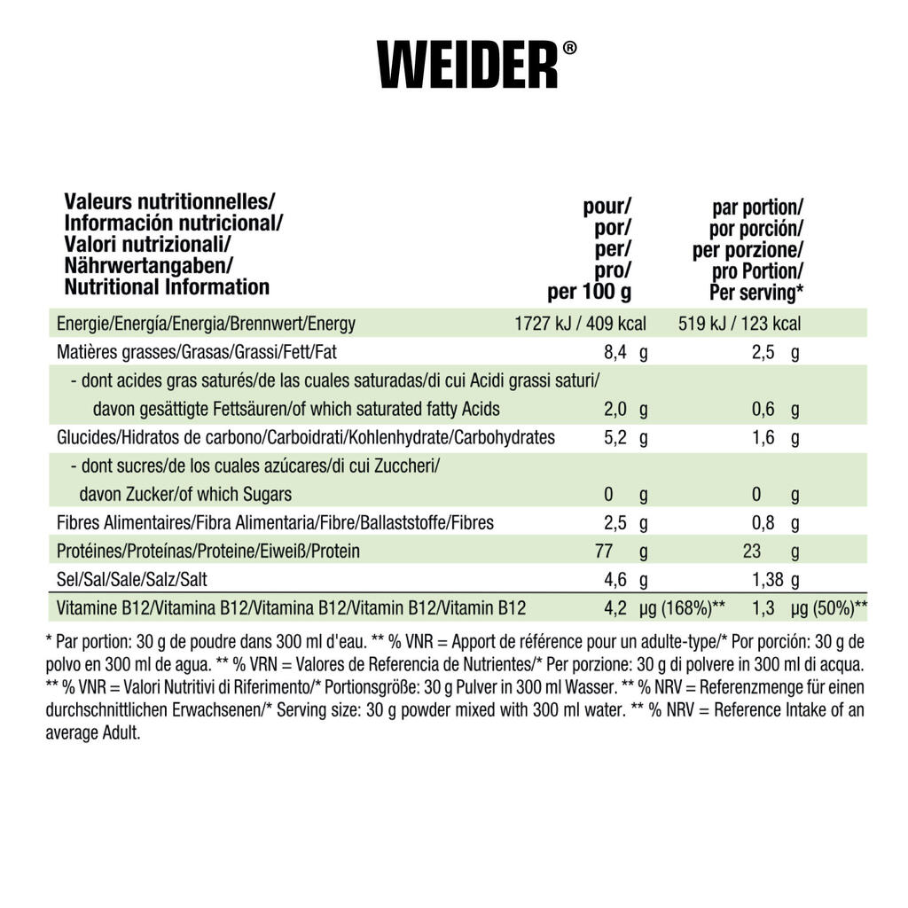 Vegan valgupulber 750 g, vanilje
