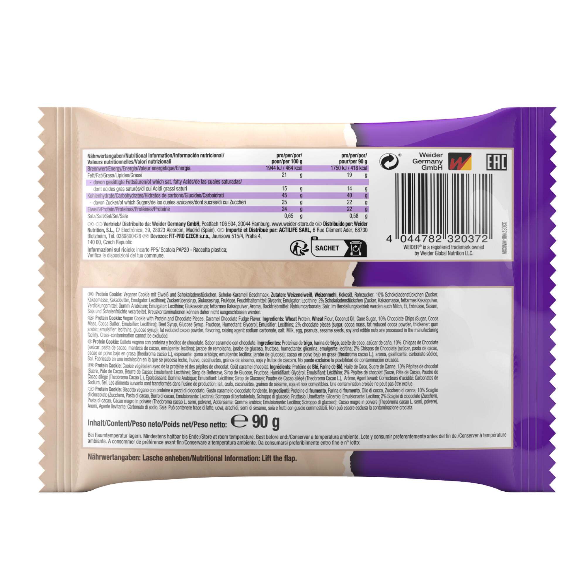 Protein-Cookie Karamell Schoko 100 % vegan 90 g 2/3