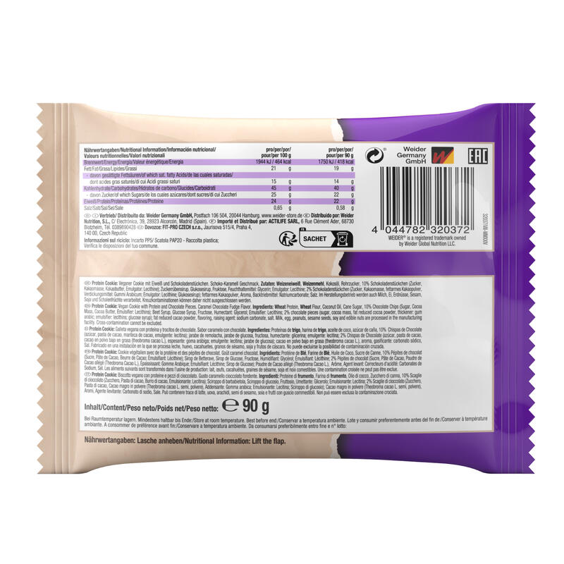 Biscuite vegan cu proteine, ciocolată și caramel 90 g 