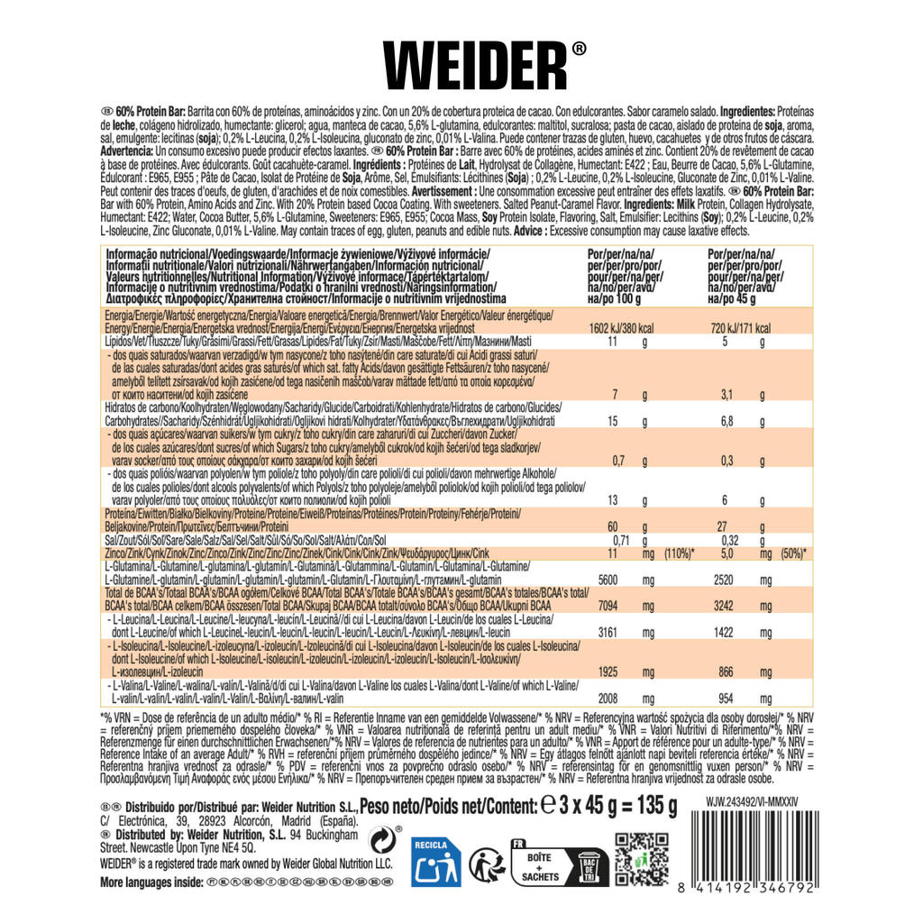 60% Protein Bar Tri-Pack - Caramel / Peanut Butter