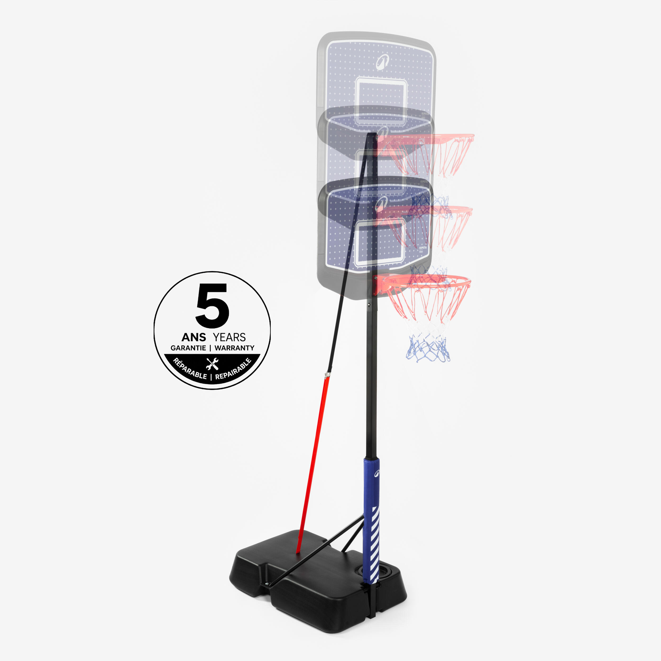 Kids' Adjustable (1.60 m to 2.20 m) Basketball Hoop on Stand, K900 V2
