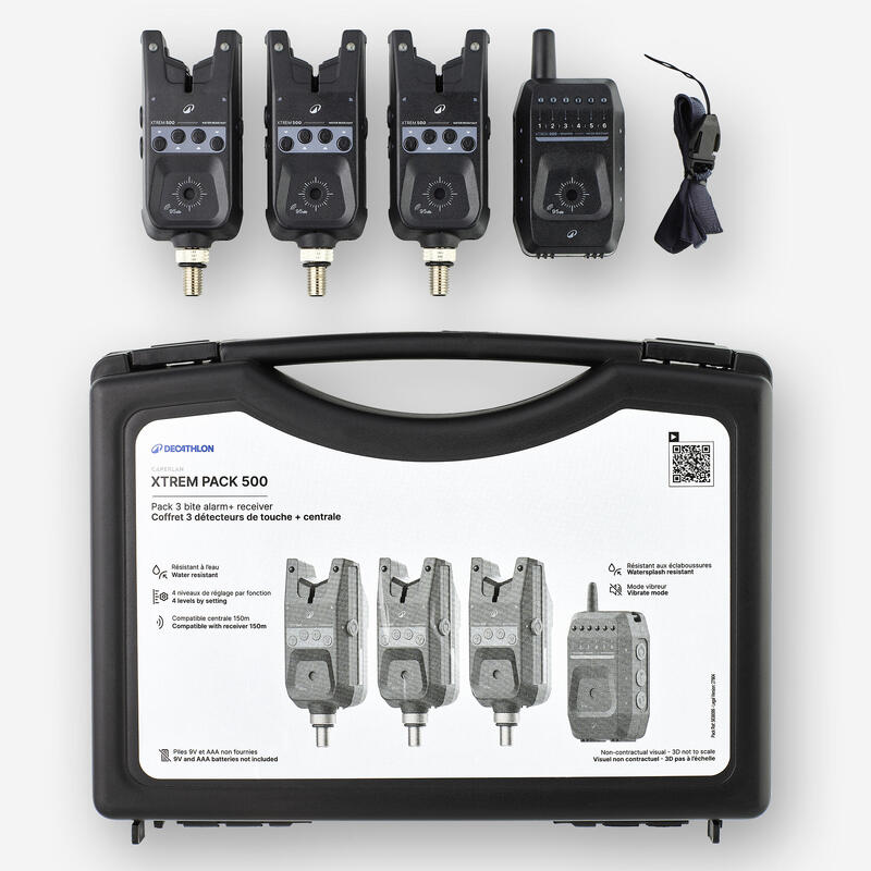 Coffret pêche de la carpe Xtrem 500 3 détecteurs de touche + centrale