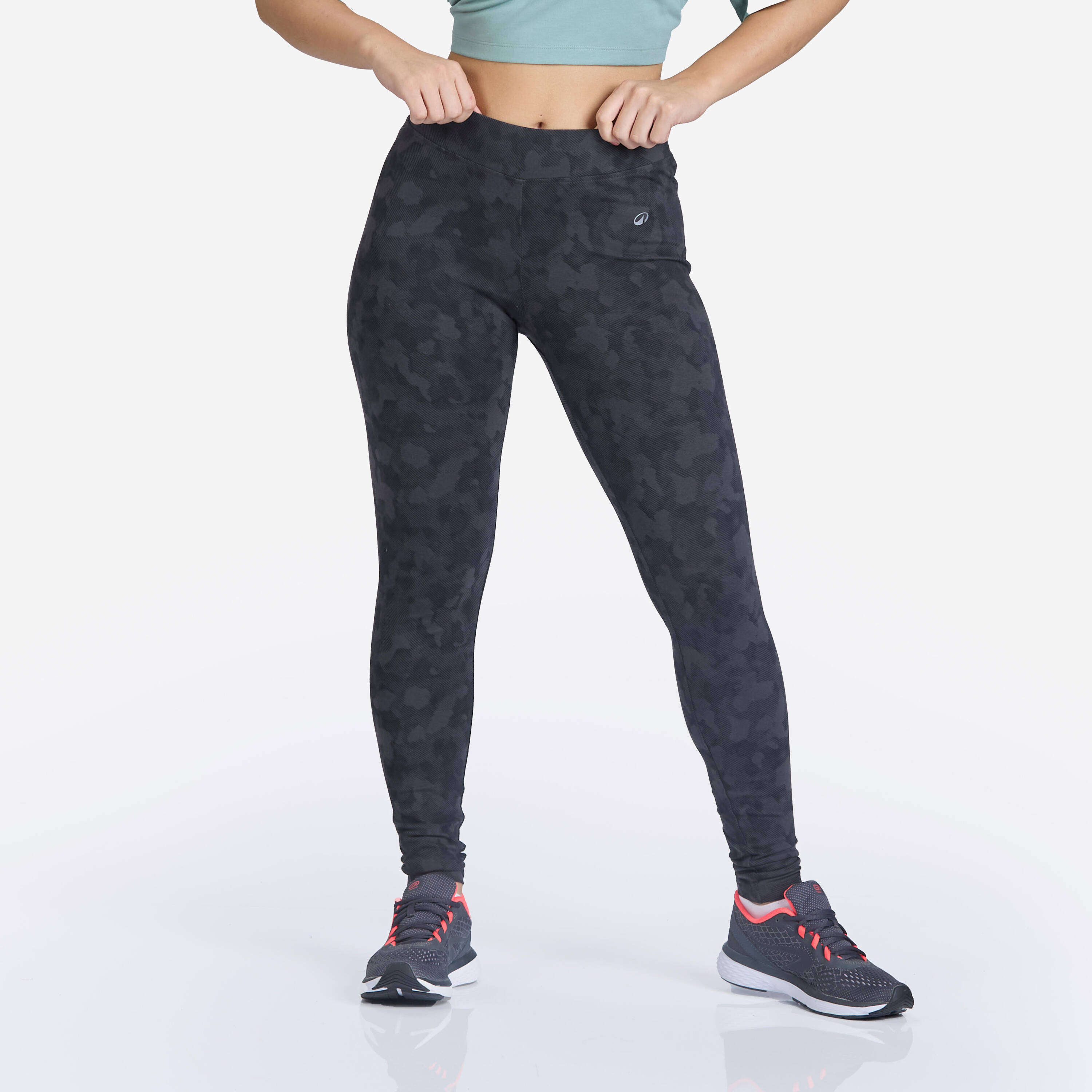Women's Fitness Cotton Leggings 500 - Dark Grey -  1