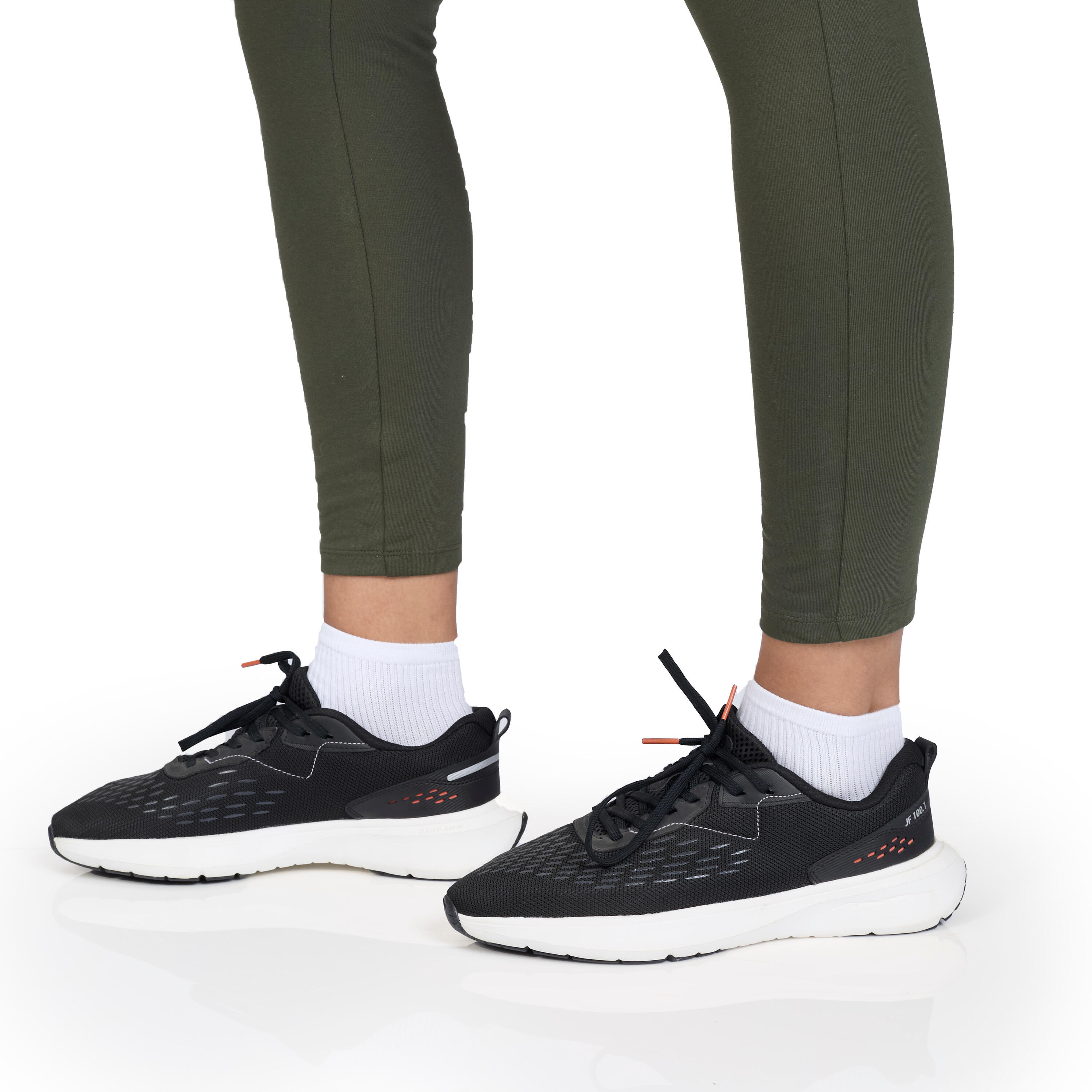Leggings de desporto clássicas em algodão e extensíveis mulher, caqui 5/7