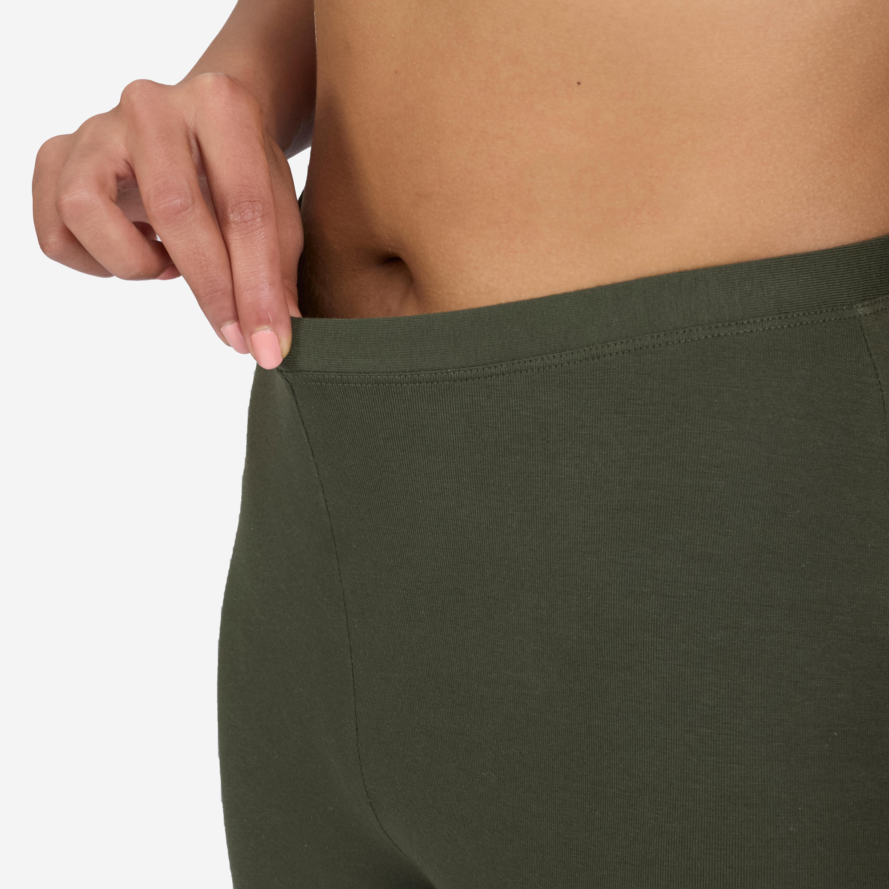 Leggings de desporto clássicas em algodão e extensíveis mulher, caqui 4/7