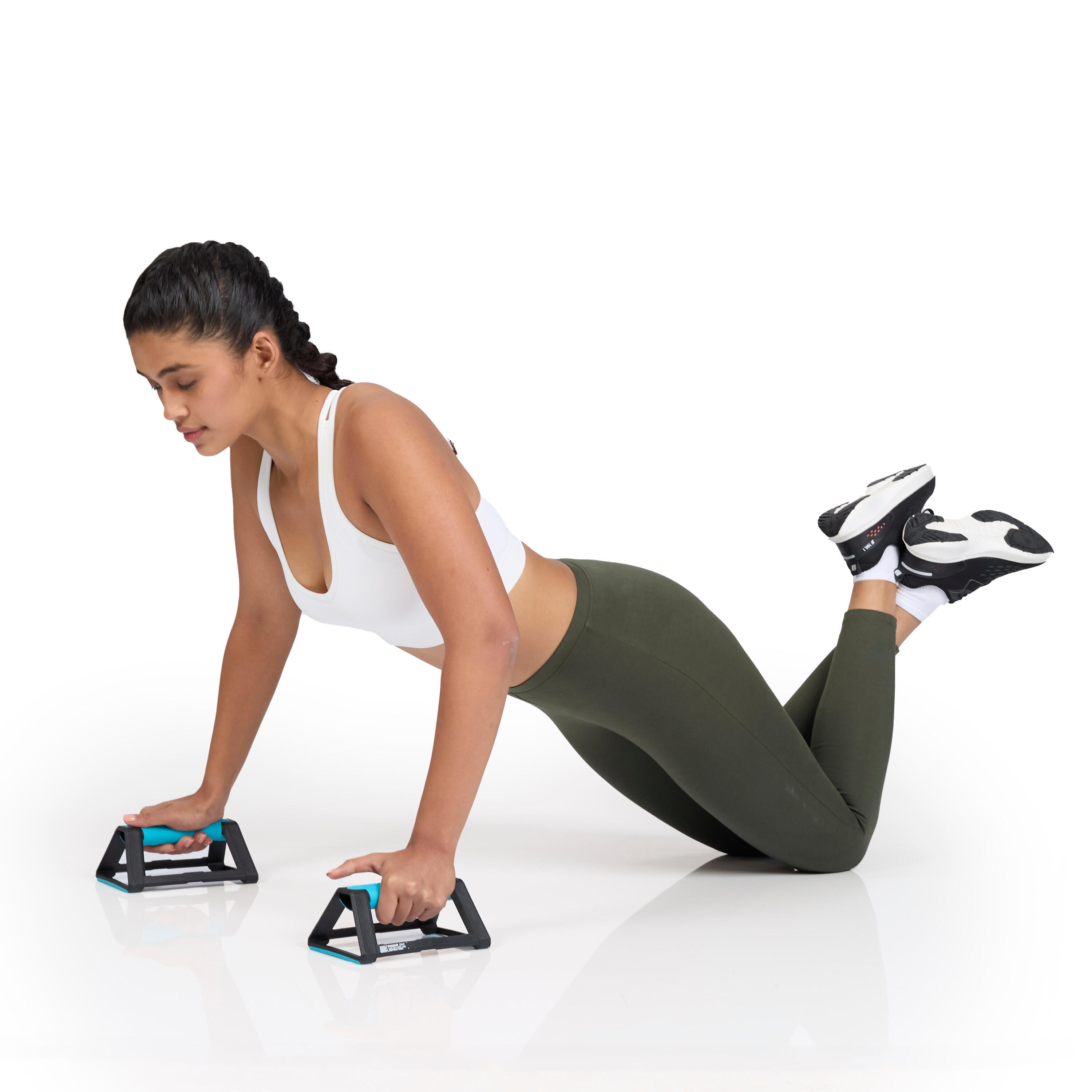 Leggings de desporto clássicas em algodão e extensíveis mulher, caqui 6/7
