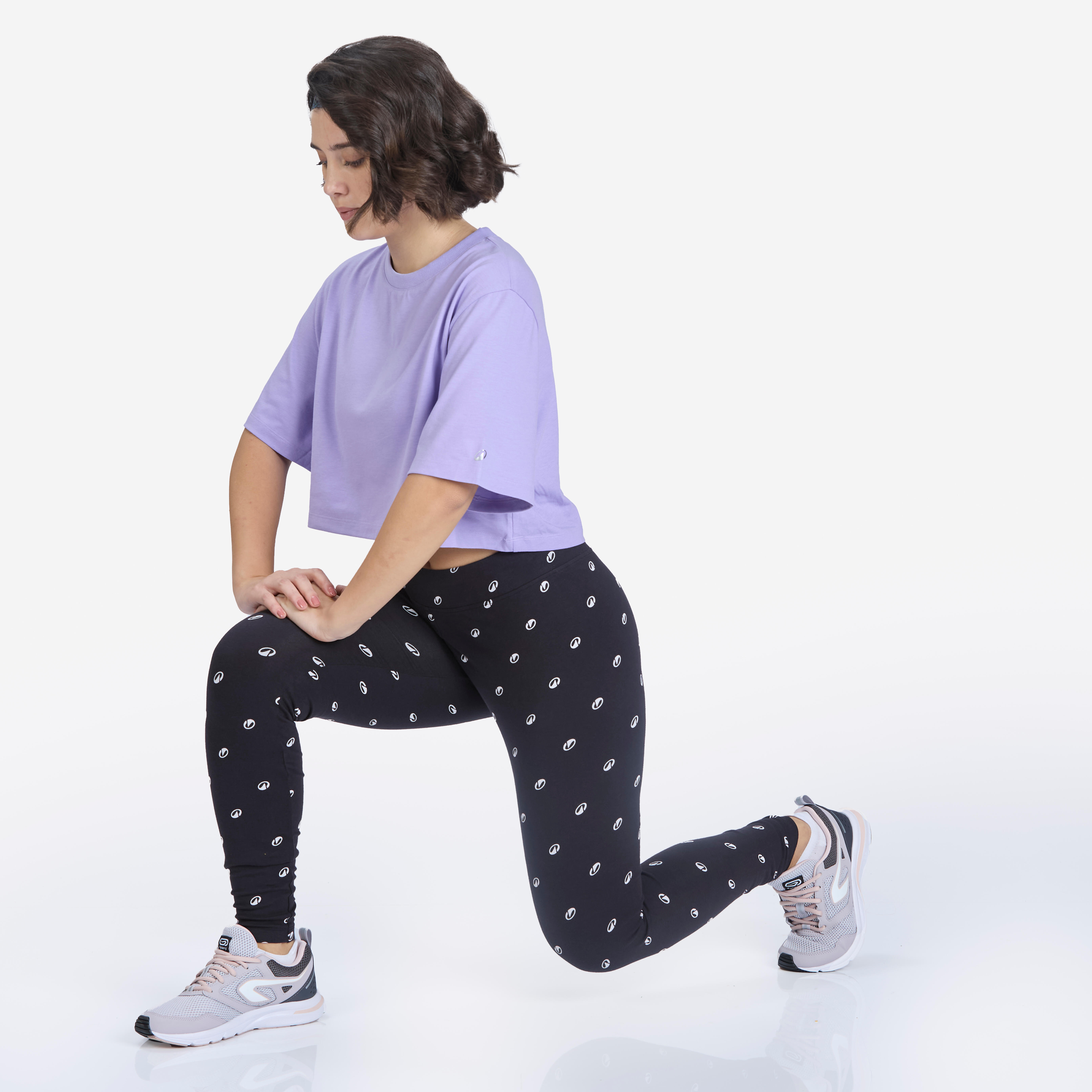 Women's Cotton Fitness Leggings 500 - Black