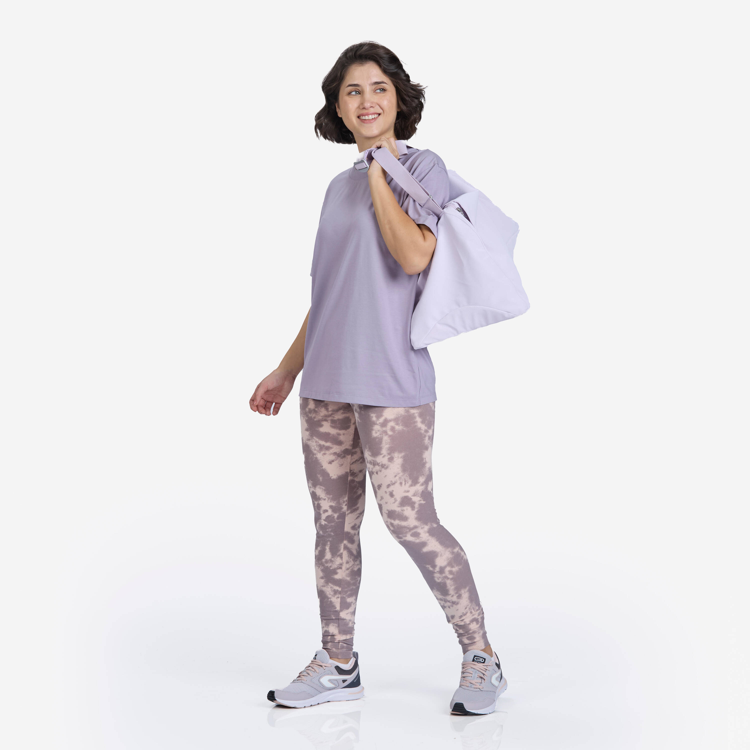 Women's Fitness Cotton Leggings 500 - Beige -  2