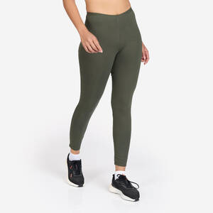 Women's Cotton Fitness Leggings 100 - Khaki Green