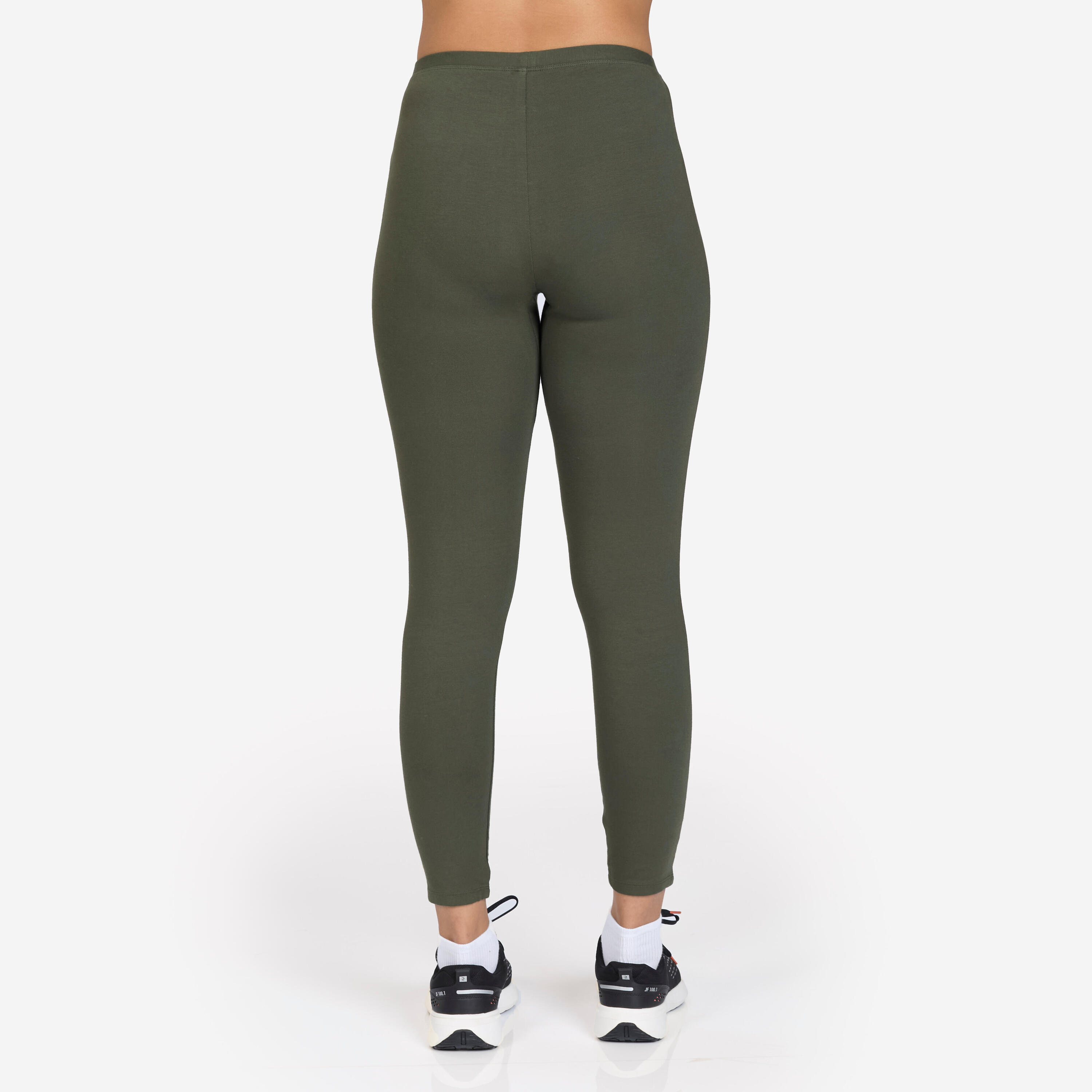 Leggings de desporto clássicas em algodão e extensíveis mulher, caqui 3/7