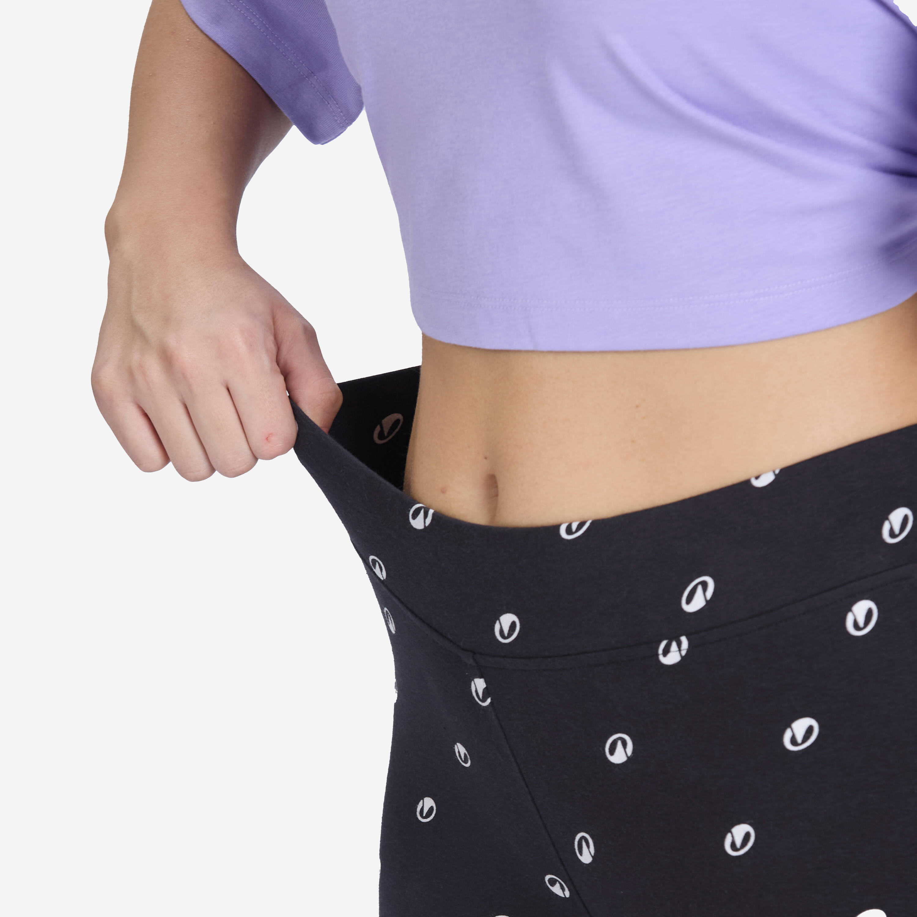 Women's Cotton Fitness Leggings 500 - Black -  3