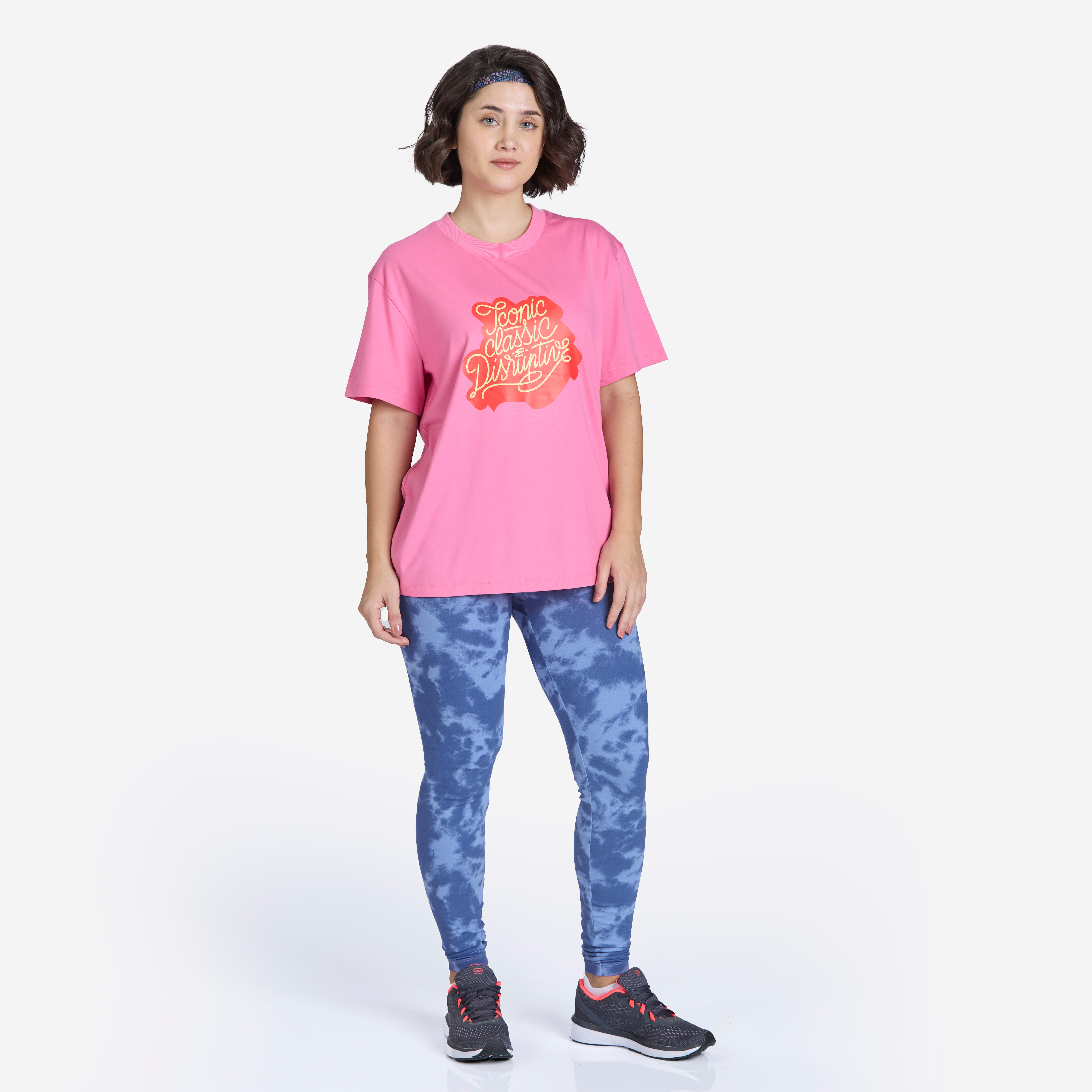 domyos Oversized Women's Graphic T-Shirt 520 - Lotus Pink-picture-17