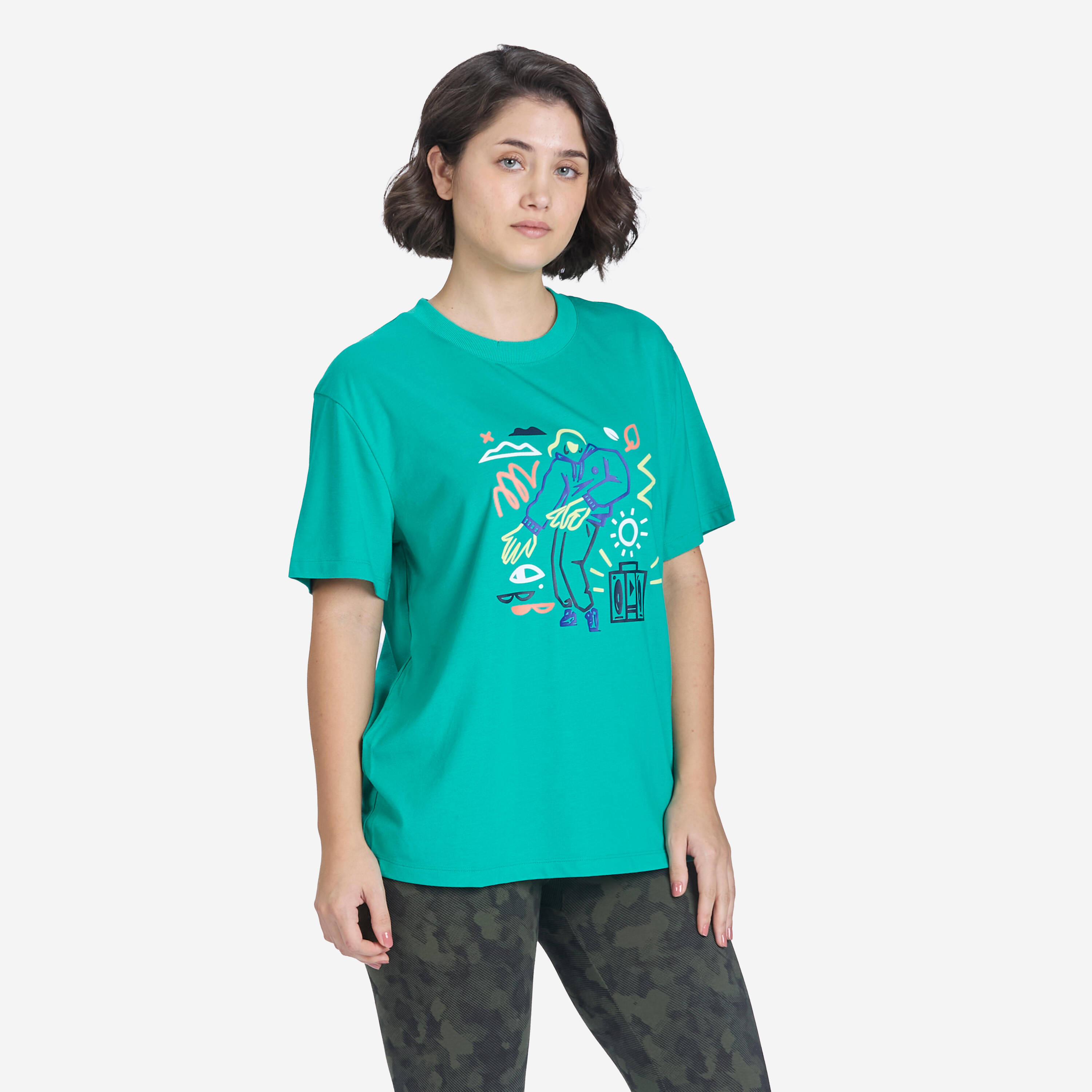 Oversized Women's Graphic T-Shirt 520 - Emerald Blue -  4
