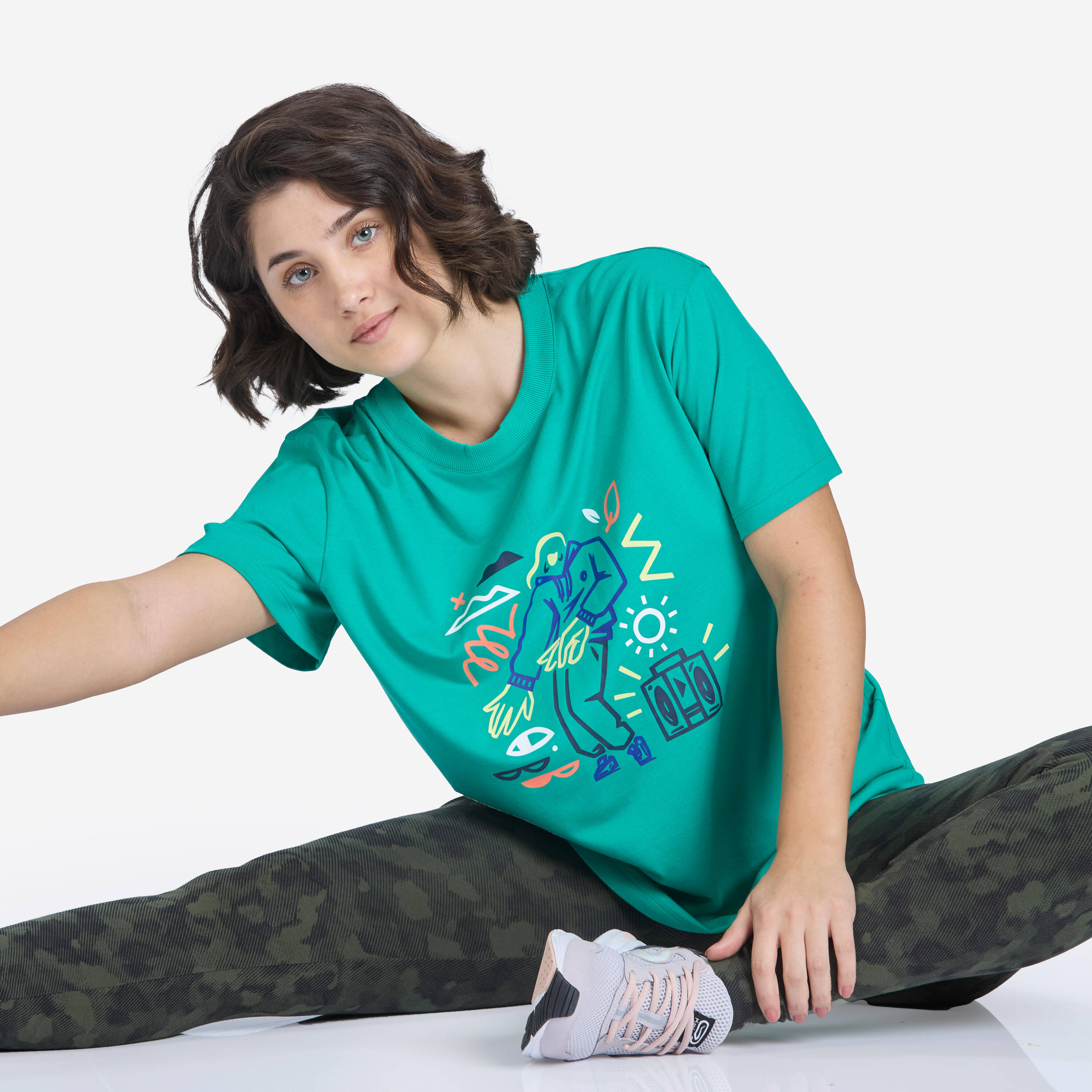 Oversized Women's Graphic T-Shirt 520 - Emerald Blue -  3