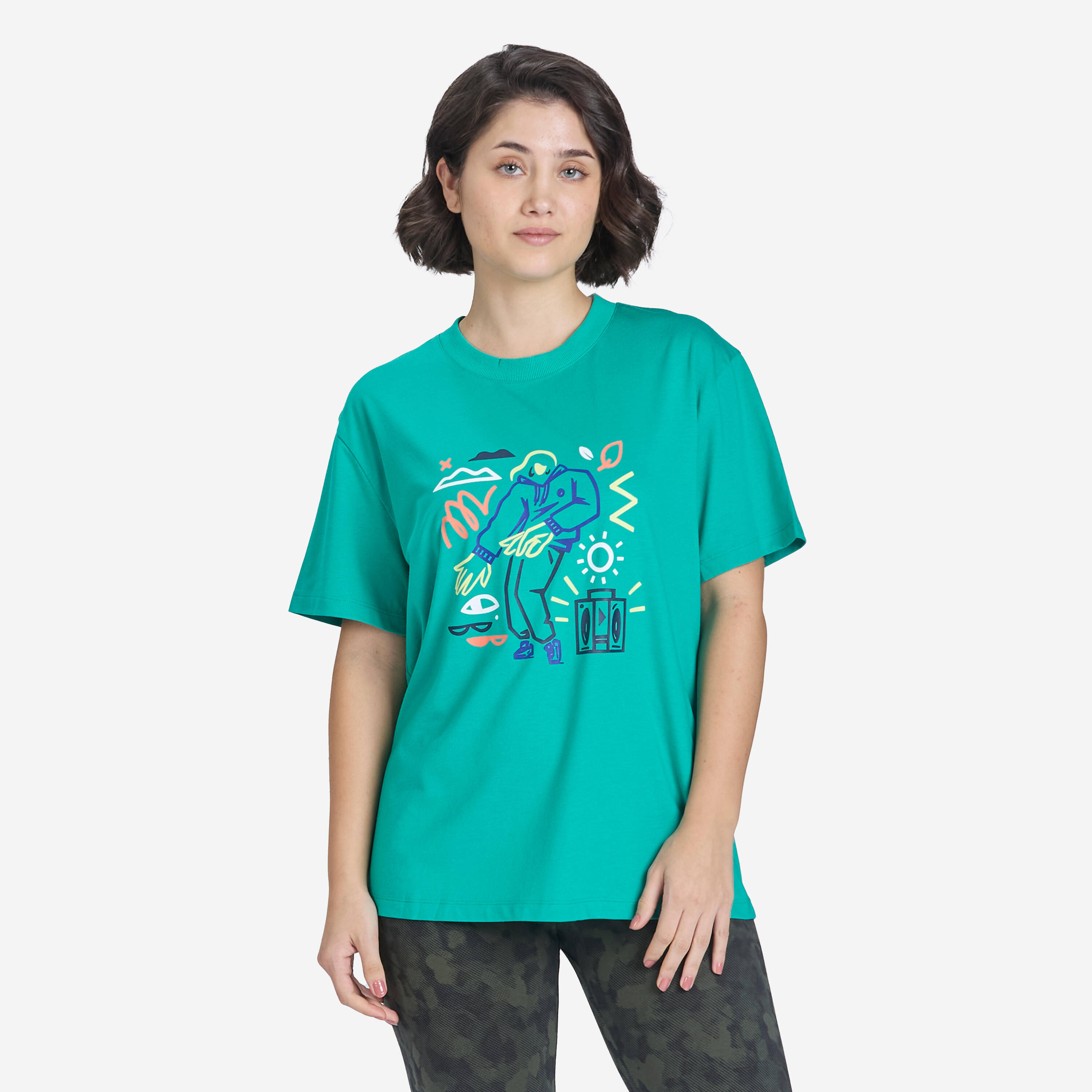 Oversized Women's Graphic T-Shirt 520 - Emerald Blue -  5