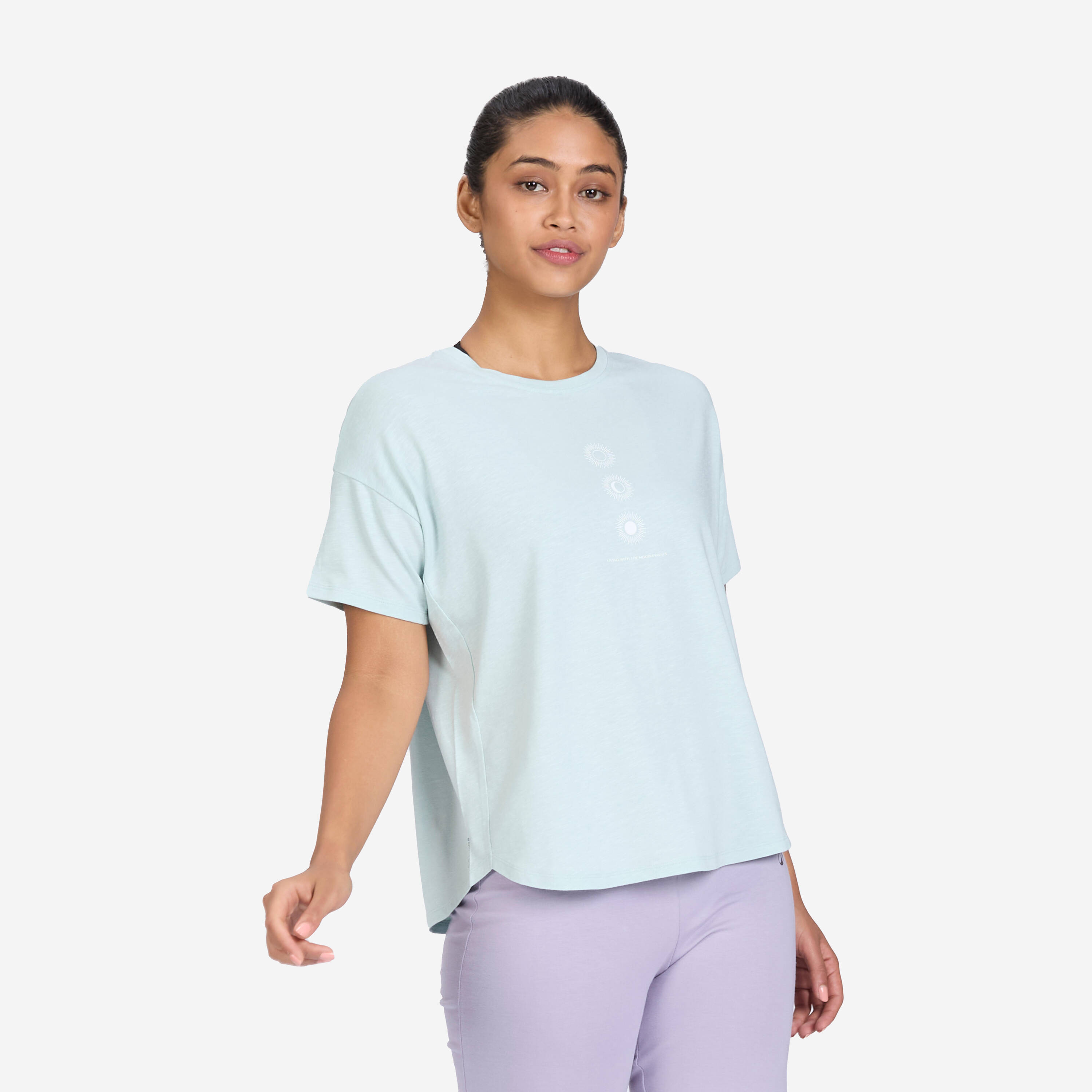 Crew Neck Soft Women's T- Shirt 500- Celadon Green -  2