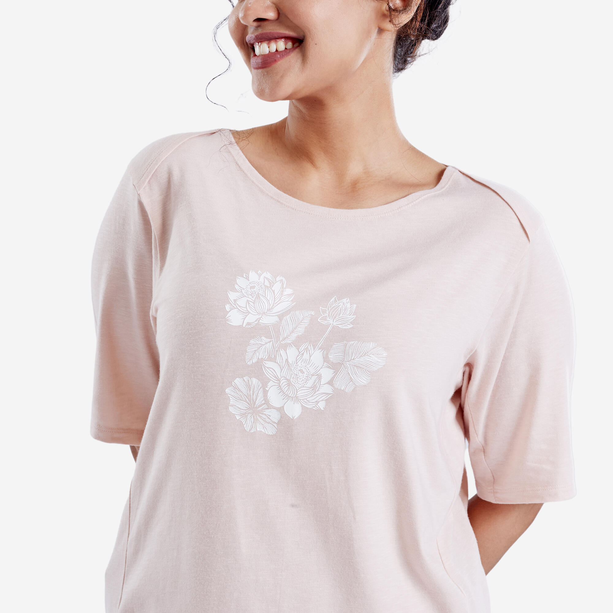 Crew Neck Soft Yoga Women's Kurti - Light Medium Pink