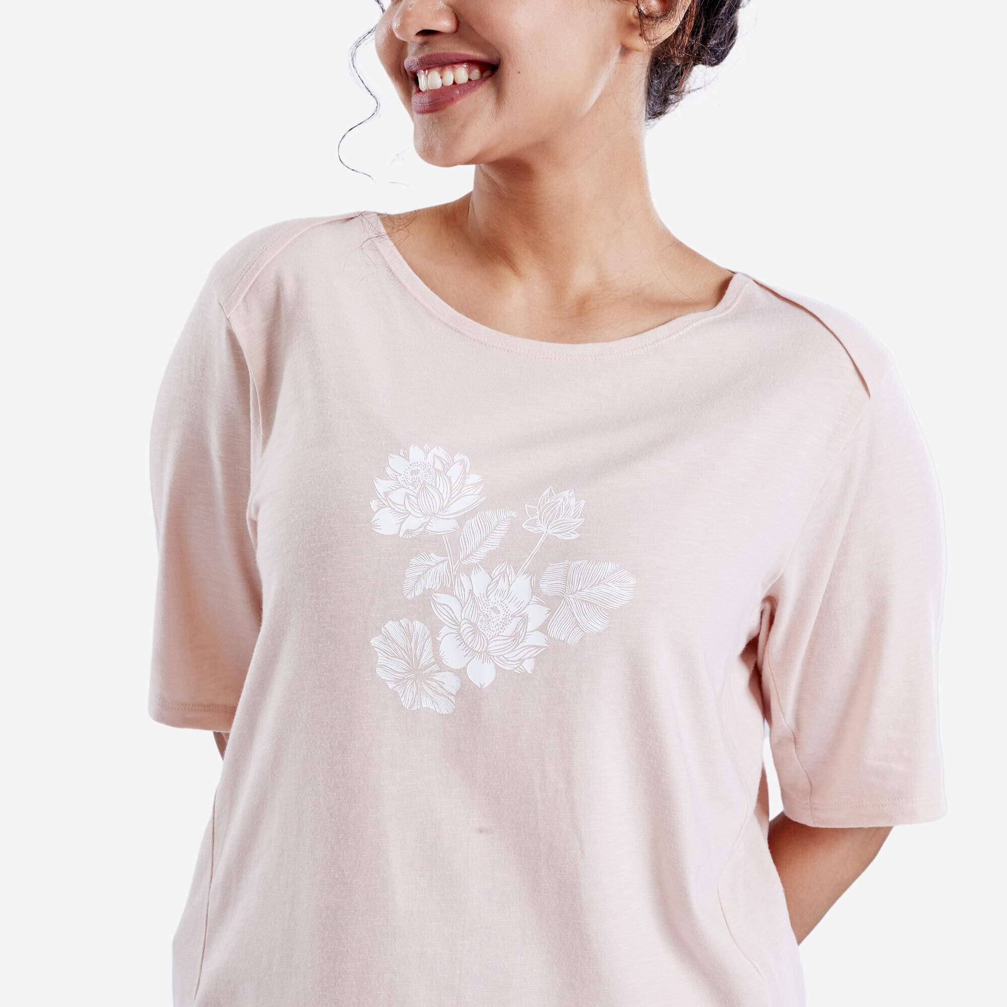 Crew Neck Soft Yoga Women's Kurti - Light Medium Pink -  3