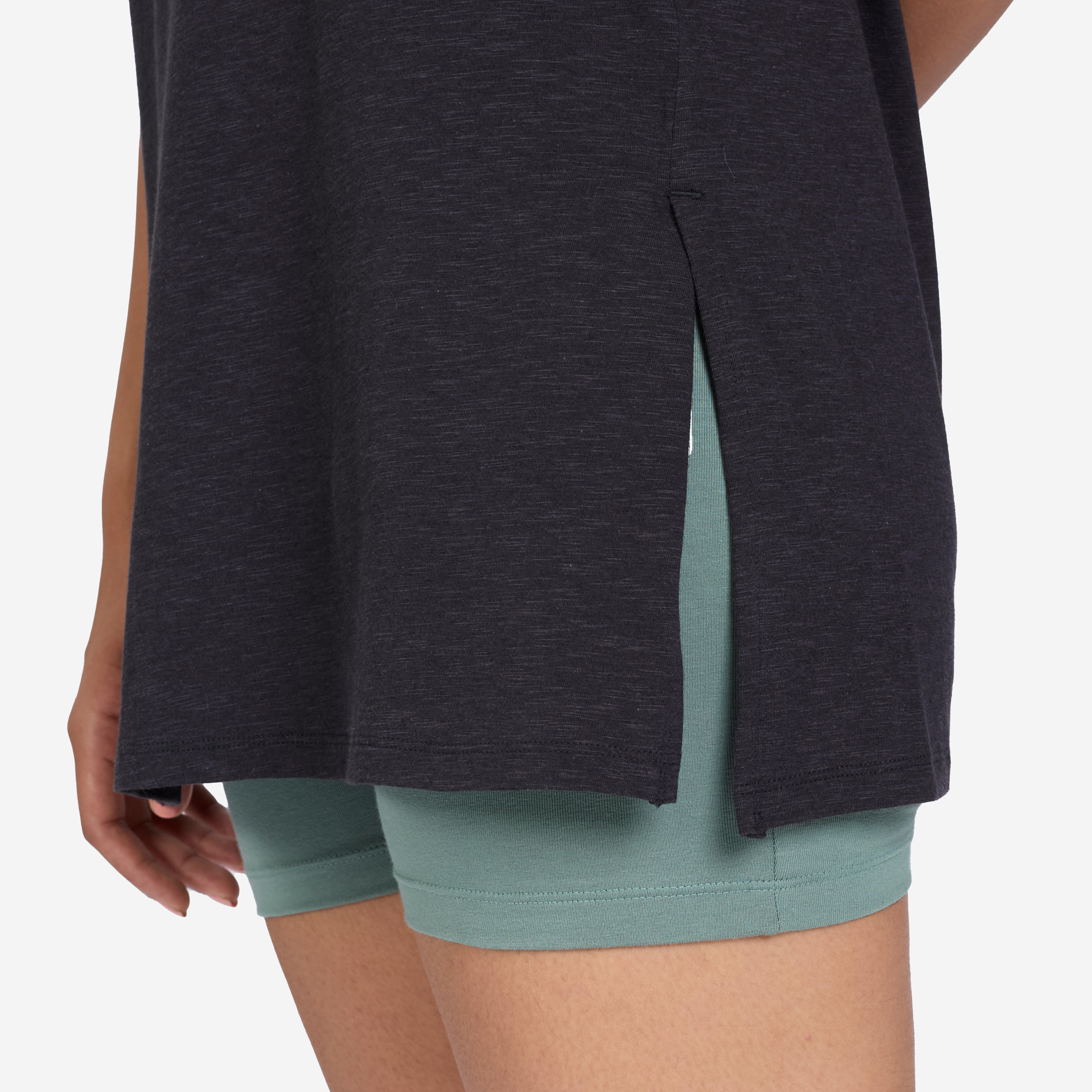 Women's Cotton Kurti T-Shirt Crew Neck - Smoked Black