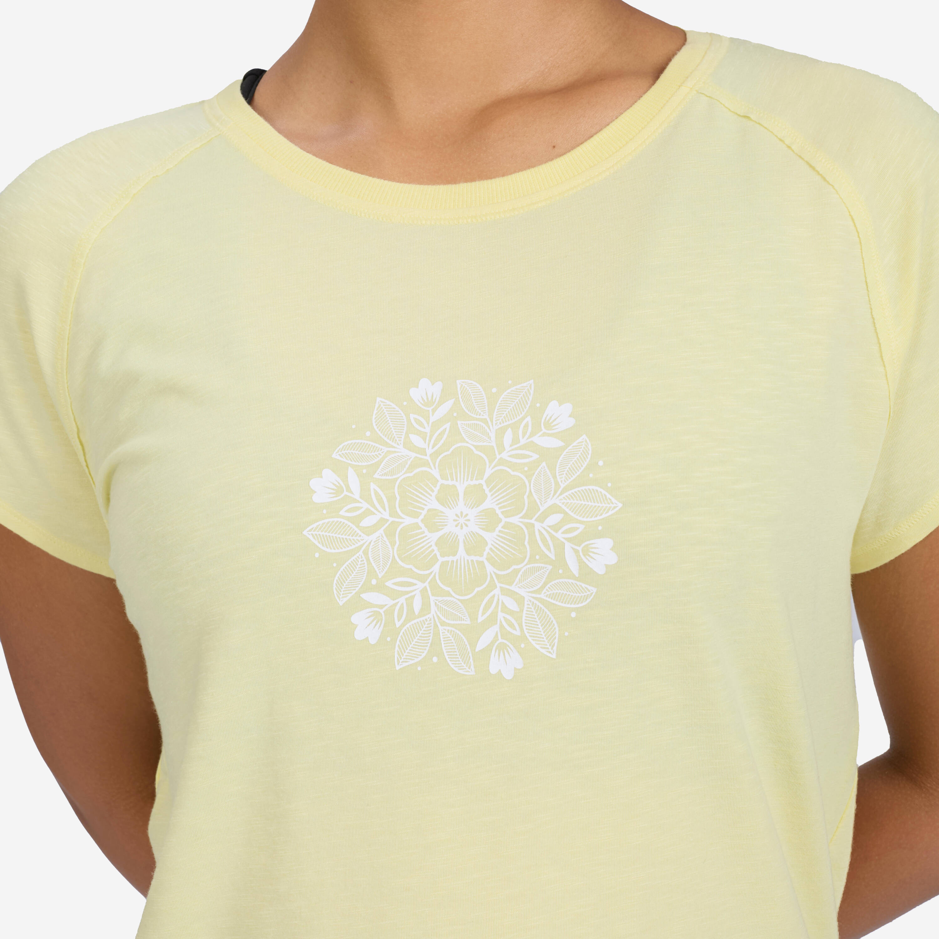 Crew Neck Soft Women's T- Shirt 500- Pale Yellow -  3