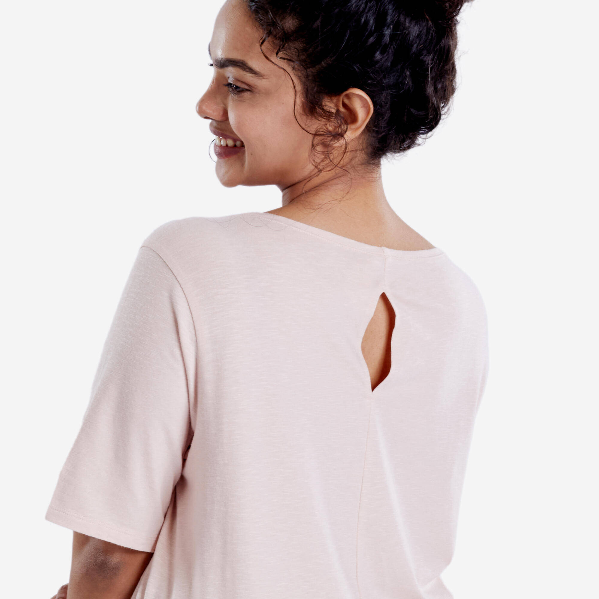 Crew Neck Soft Yoga Women's Kurti - Light Medium Pink -  4