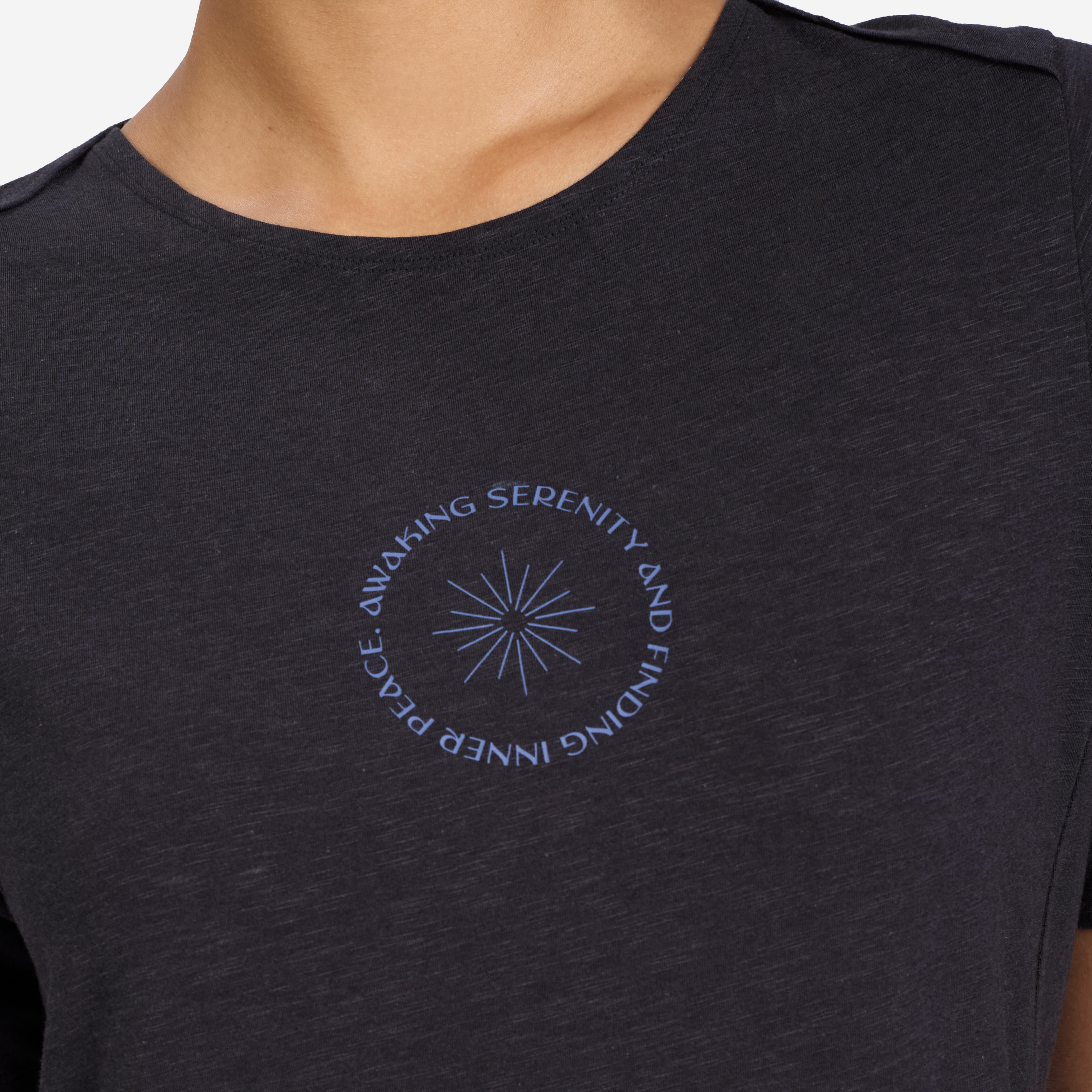 Women's Cotton Kurti T-Shirt Crew Neck - Smoked Black