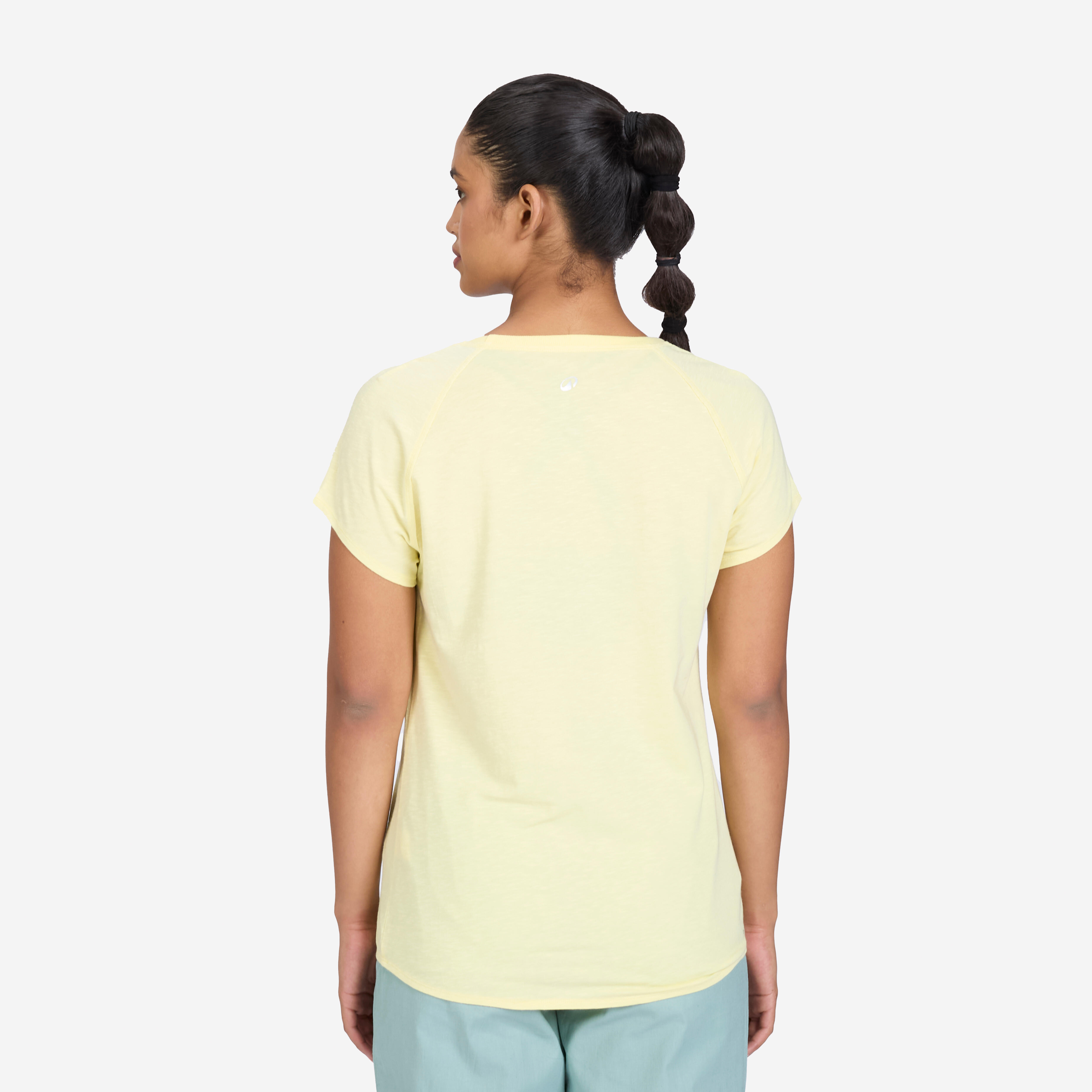 Crew Neck Soft Women's T- Shirt 500- Pale Yellow