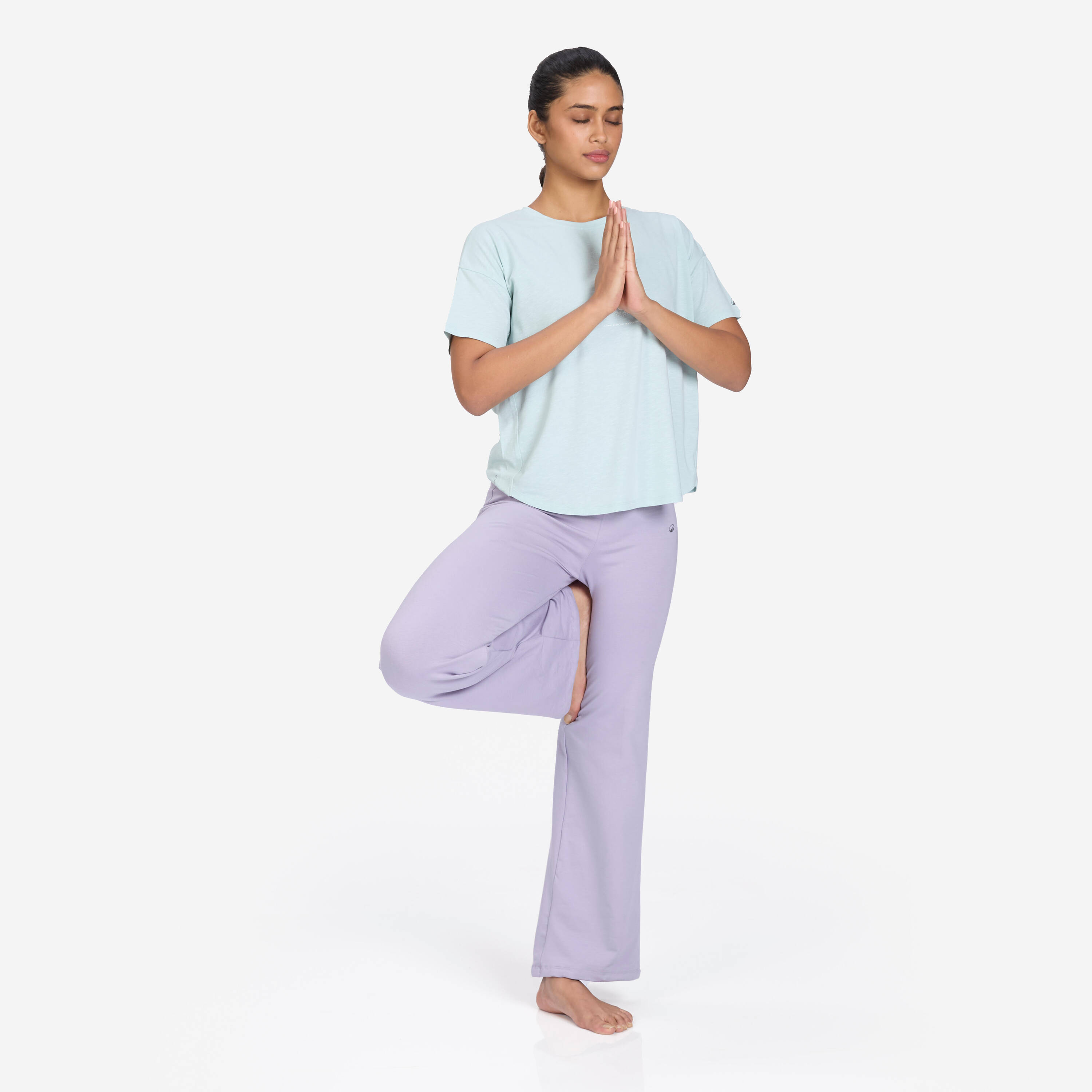 Crew Neck Soft Women's T- Shirt 500- Celadon Green -  4