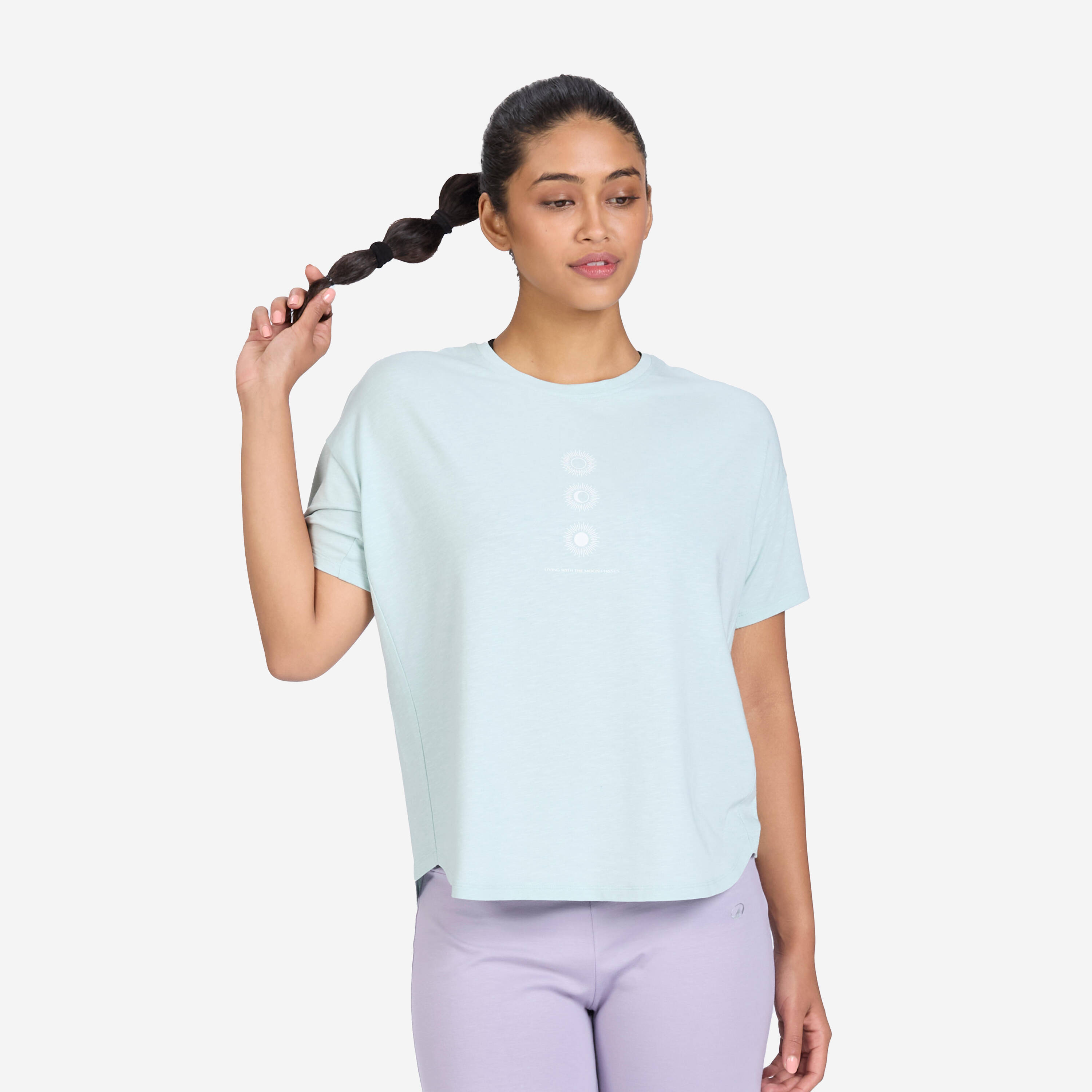 Crew Neck Soft Women's T- Shirt 500- Celadon Green -  5