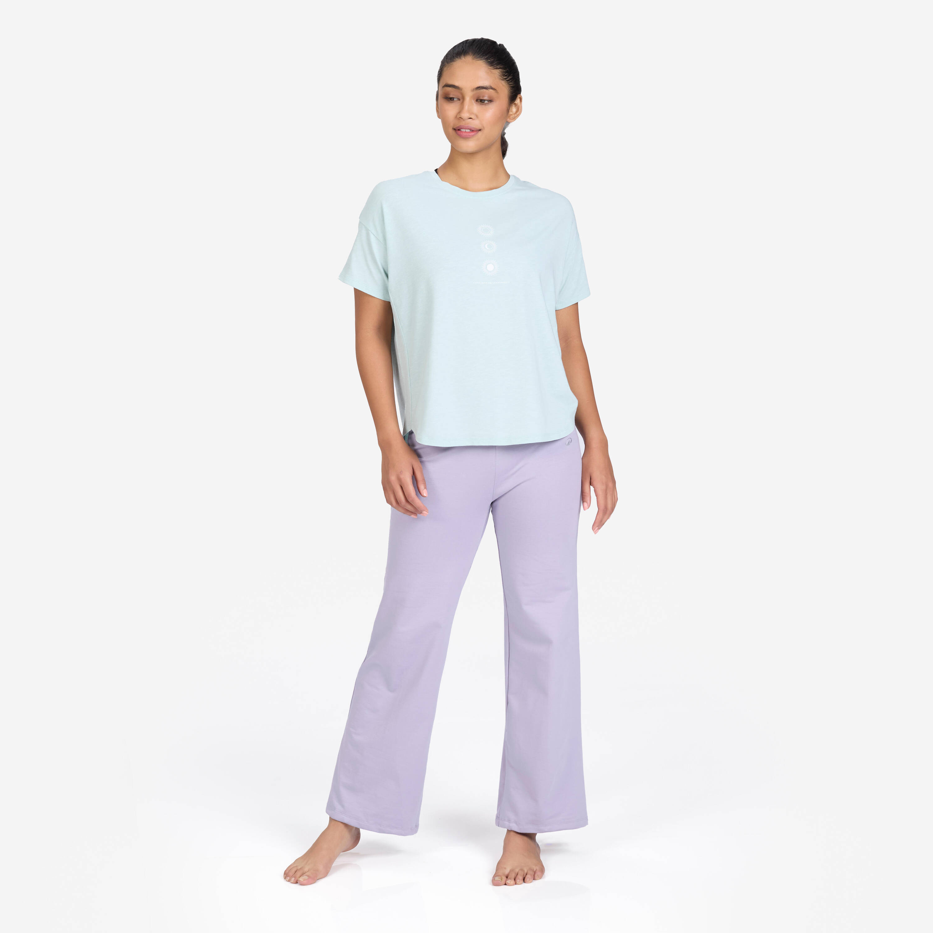 Crew Neck Soft Women's T- Shirt 500- Celadon Green -  1
