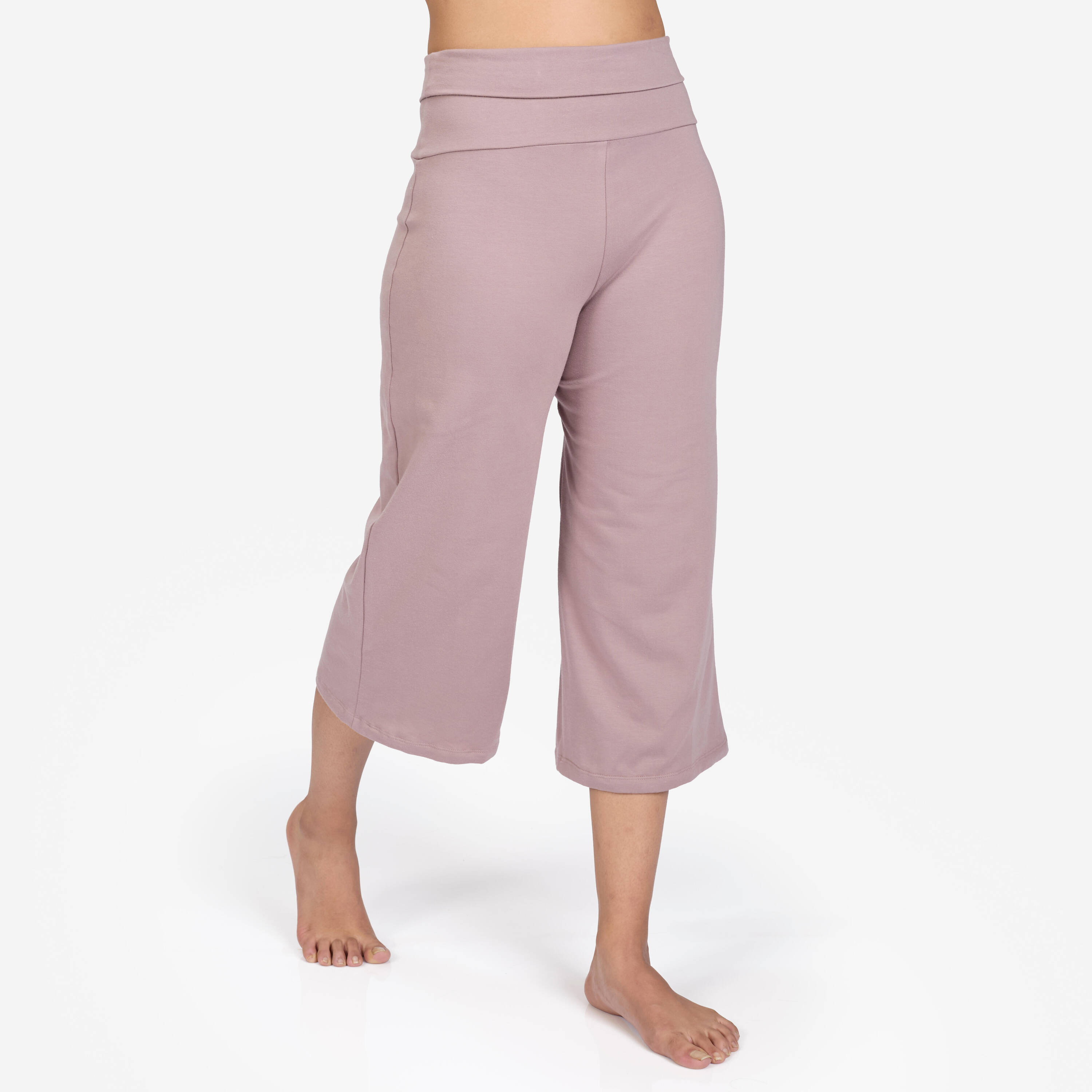 Women's High-Waisted Yoga Capri Pants 500 - Frozen Brown -  2