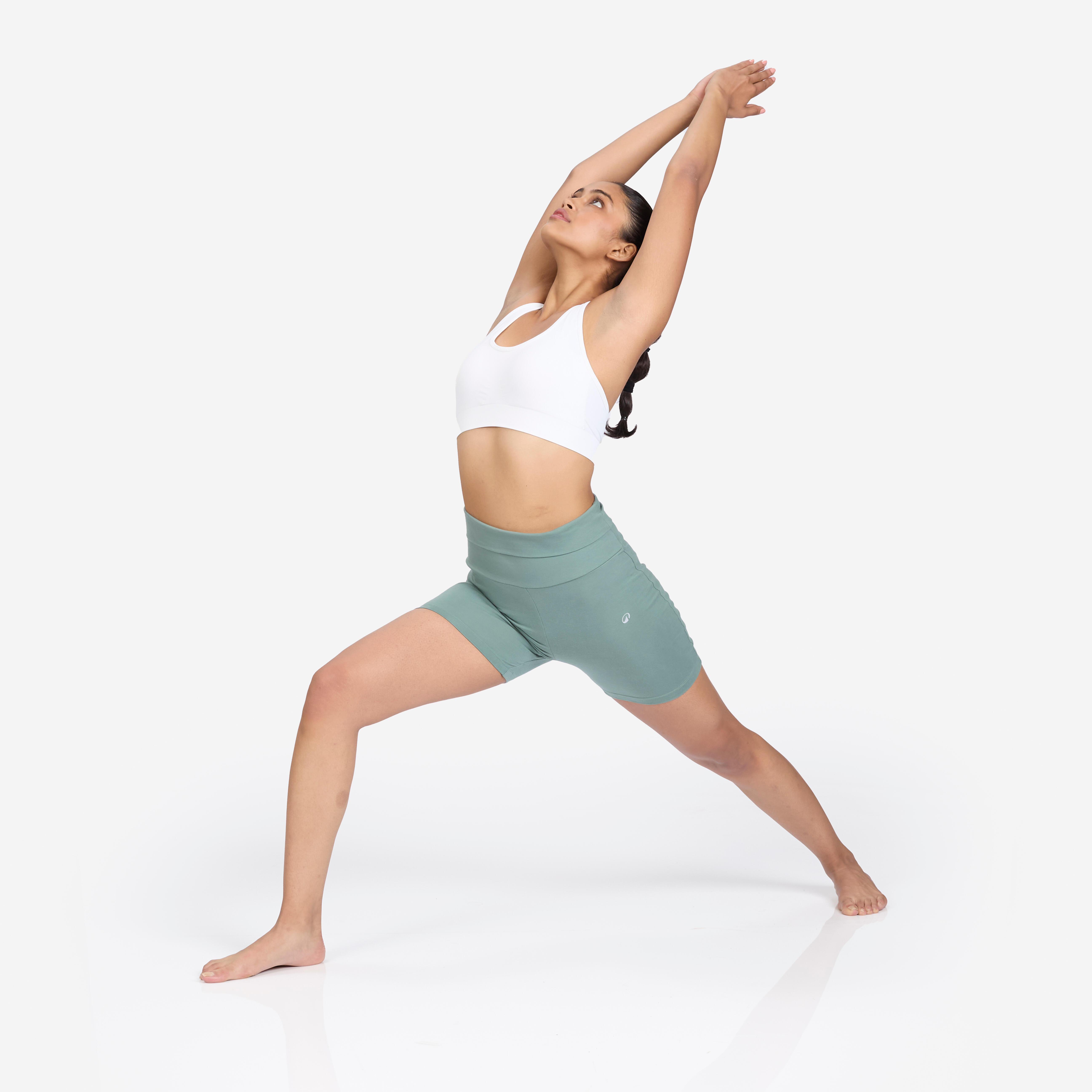 Women's Soft Yoga Shorts 500 - Eucalyptus Green