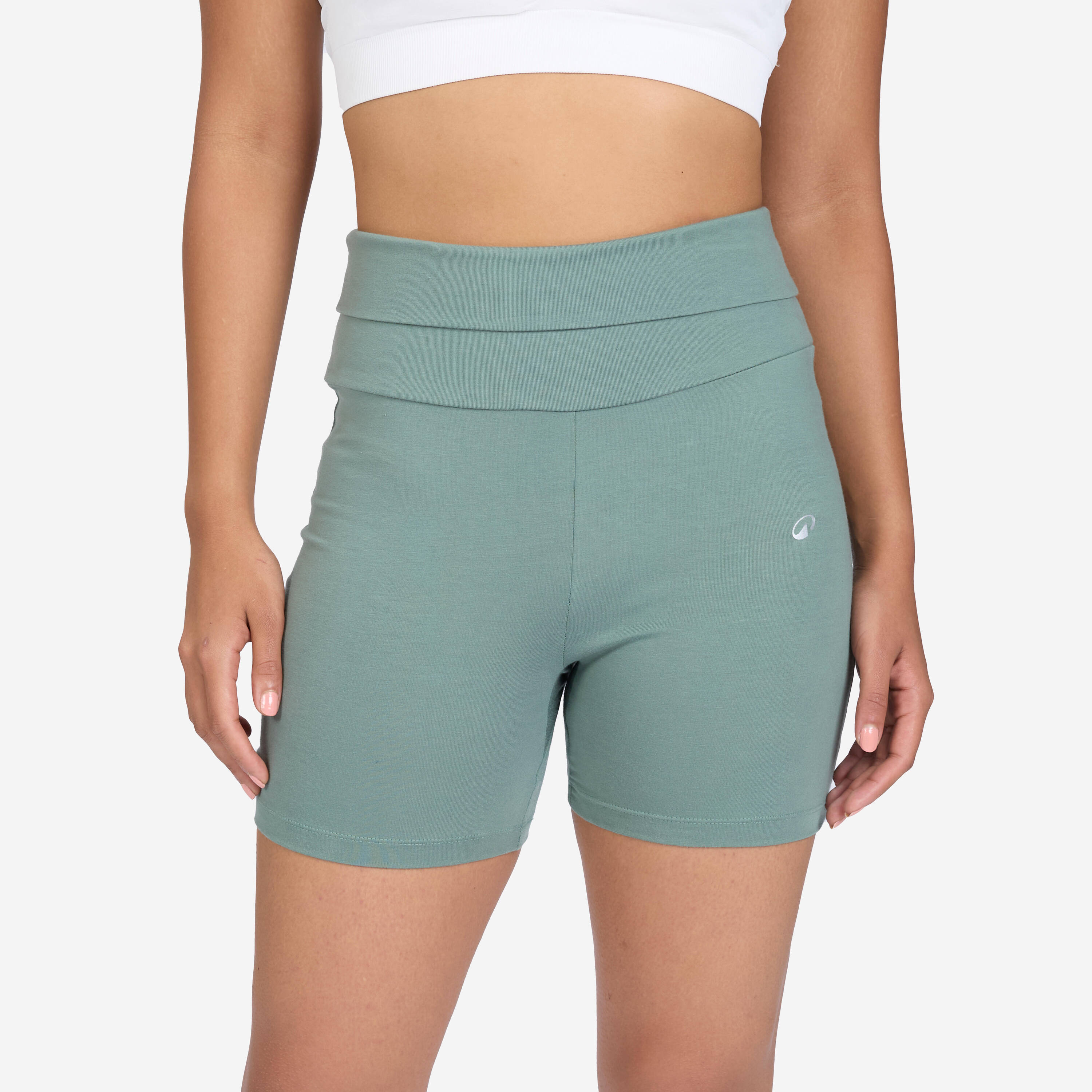 Women's Soft Yoga Shorts 500 - Eucalyptus Green -  2