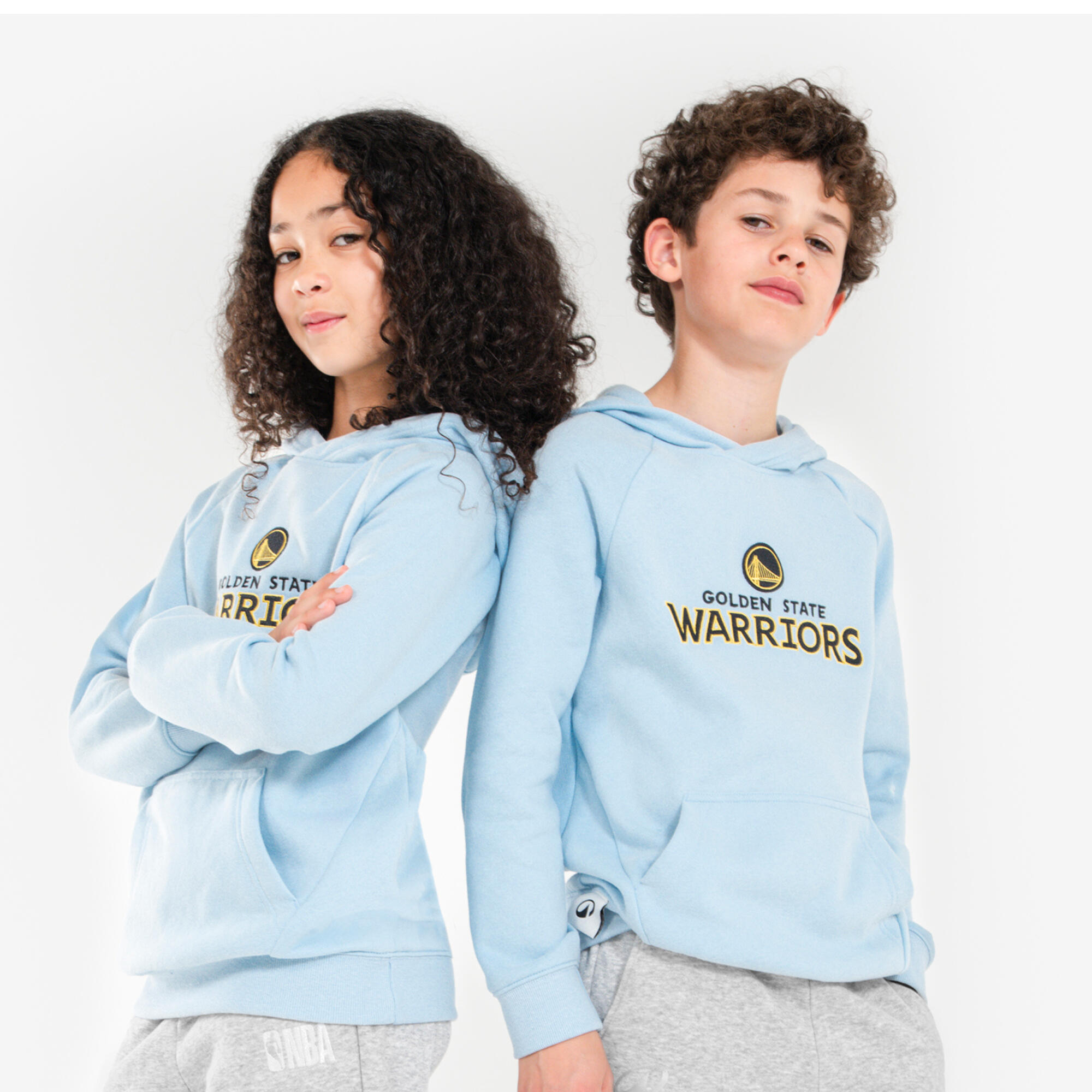 TARMAK Sudadera con capucha Golden State Warriors niño, Hoodie 900 NBA JR azul claro