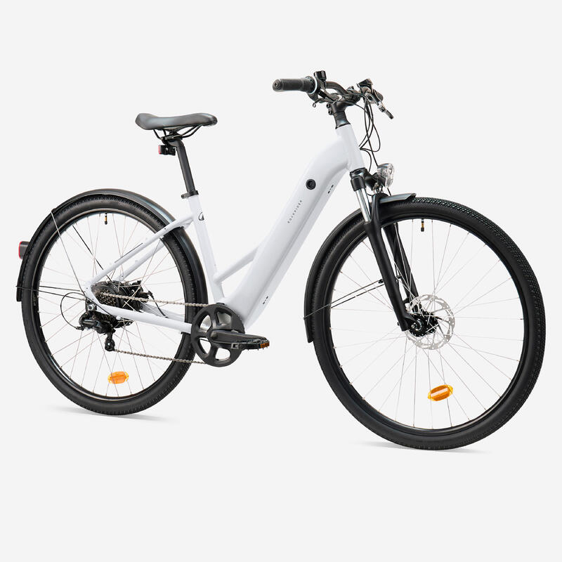 Vélo tout chemin électrique cadre bas, e-actv 100 gris perle