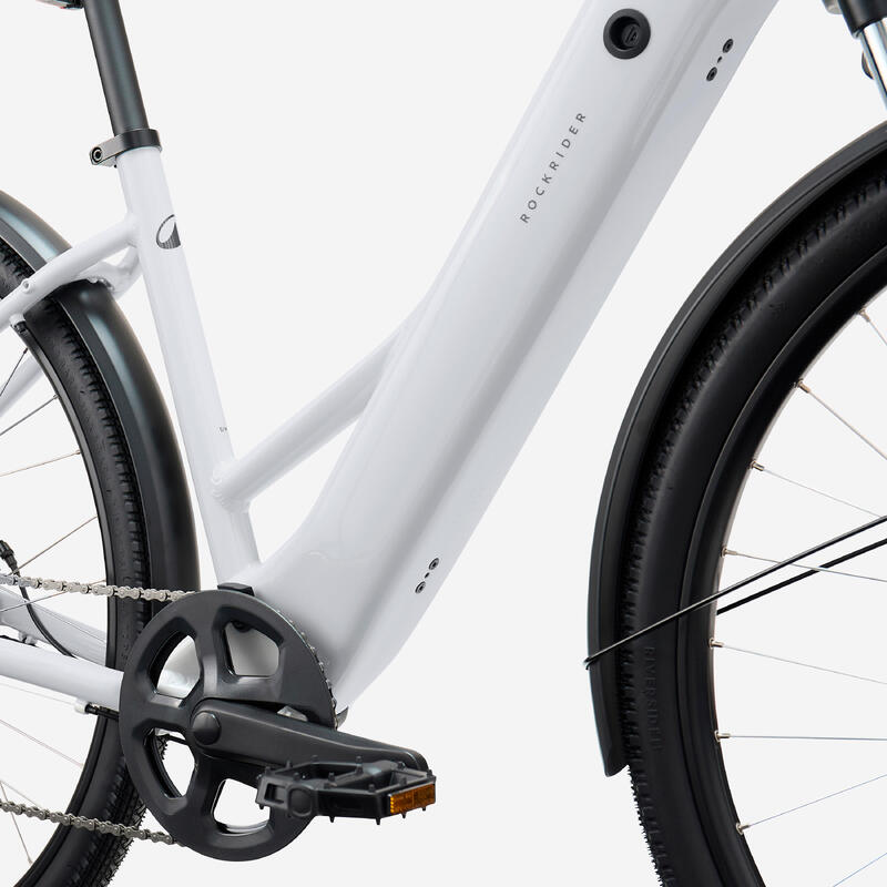 Vélo tout chemin électrique cadre bas, e-actv 100 gris perle