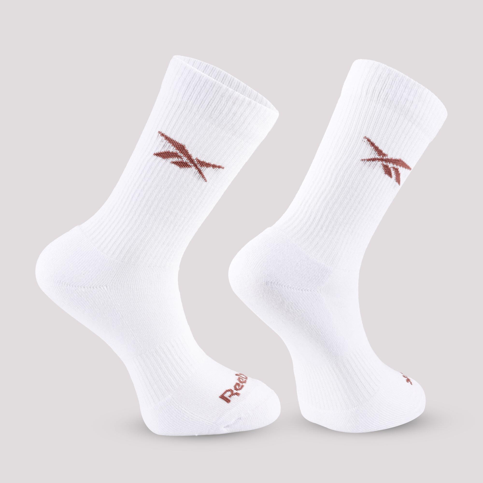Mid-Calf Fitness Socks Tri-Pack - White 8/9