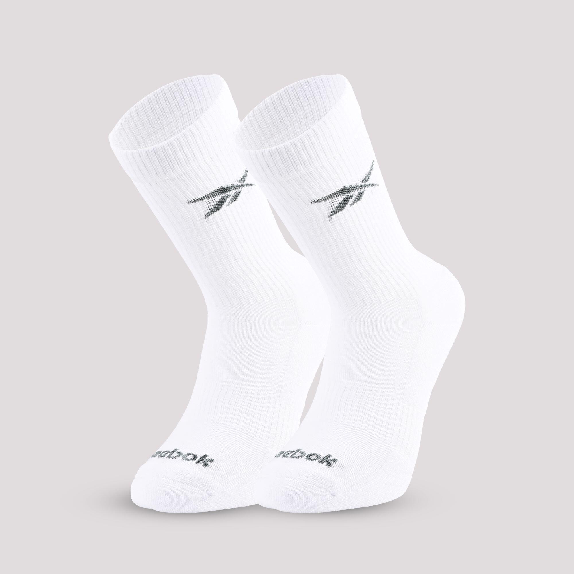 Mid-Calf Fitness Socks Tri-Pack - White 7/9