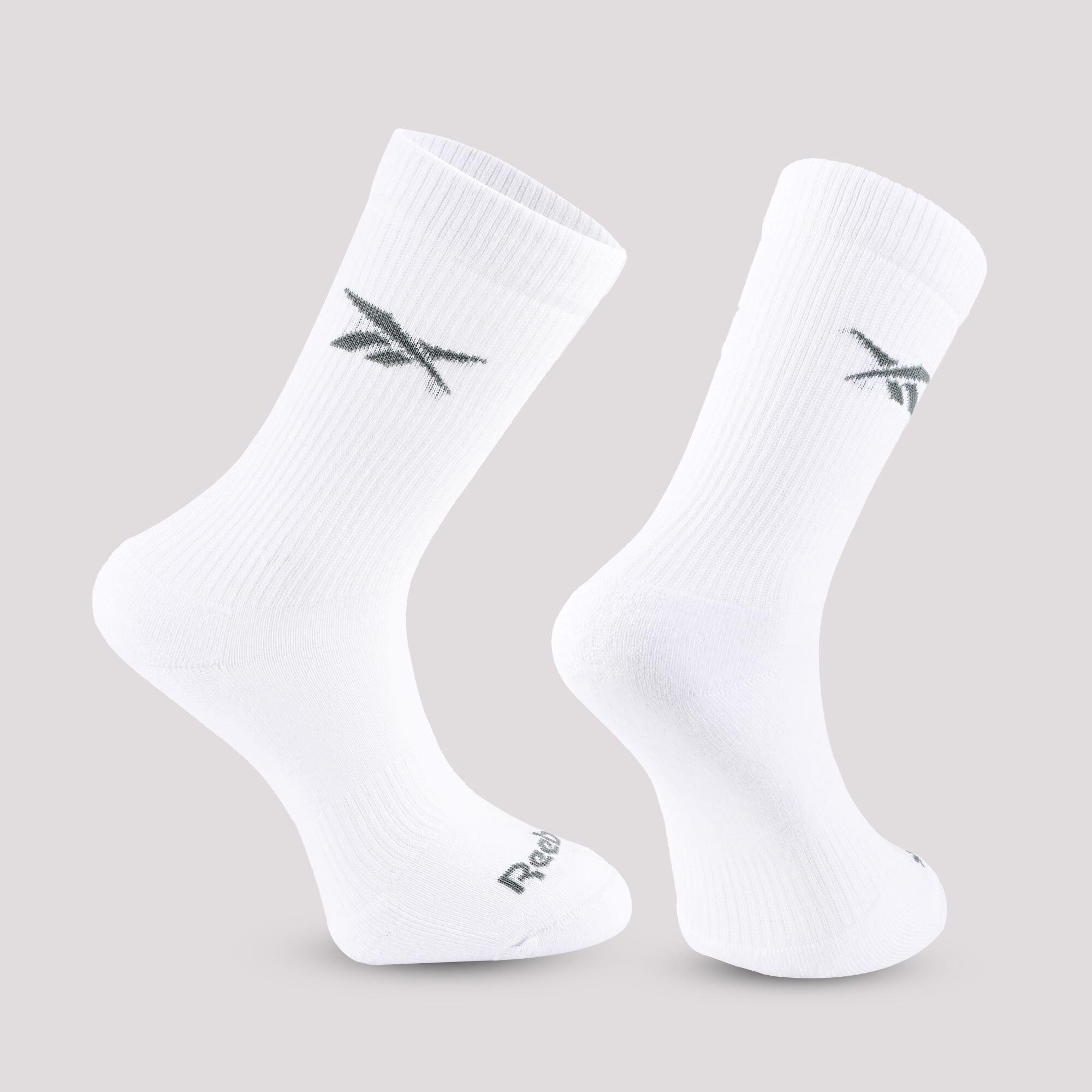 Mid-Calf Fitness Socks Tri-Pack - White 6/9