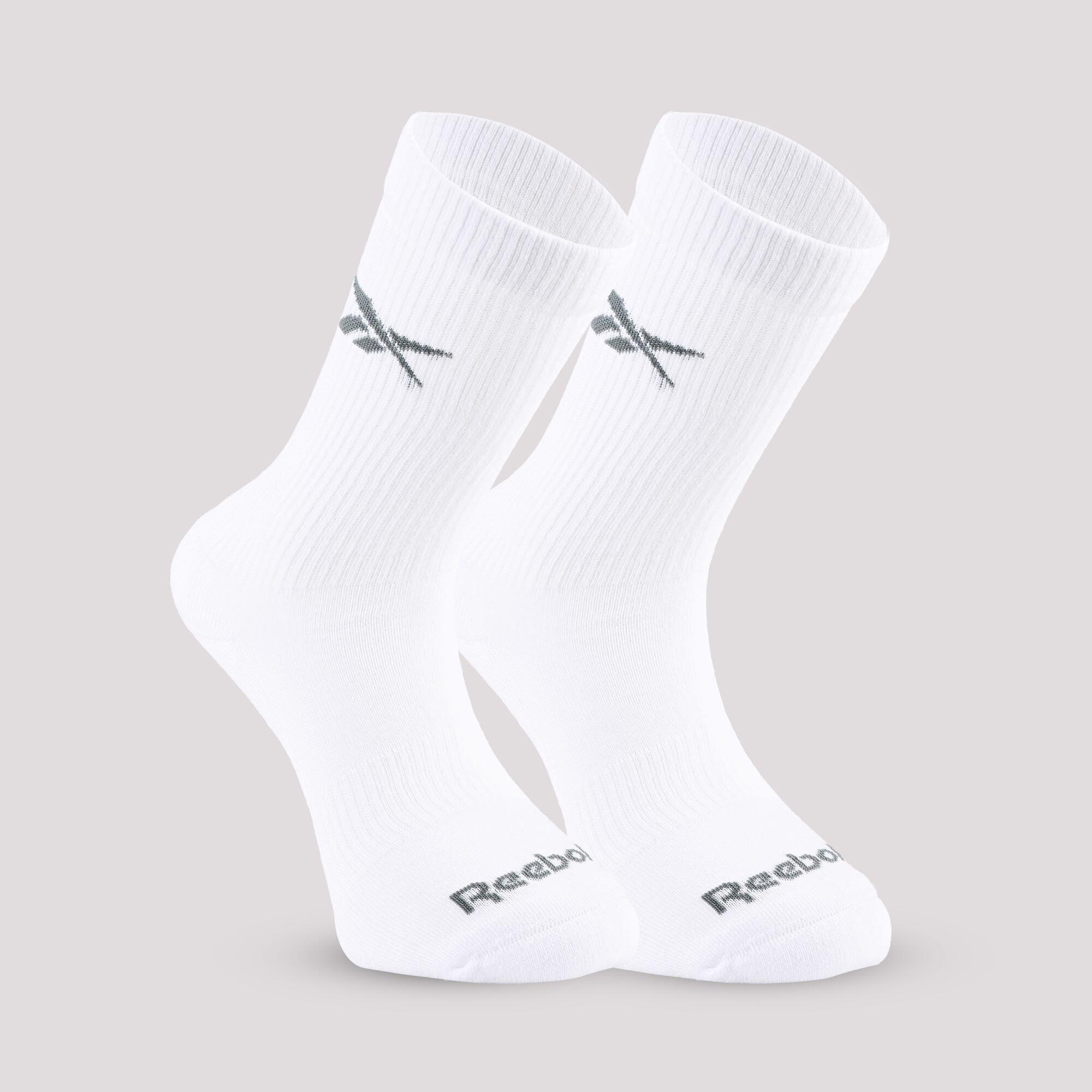 Mid-Calf Fitness Socks Tri-Pack - White 5/9