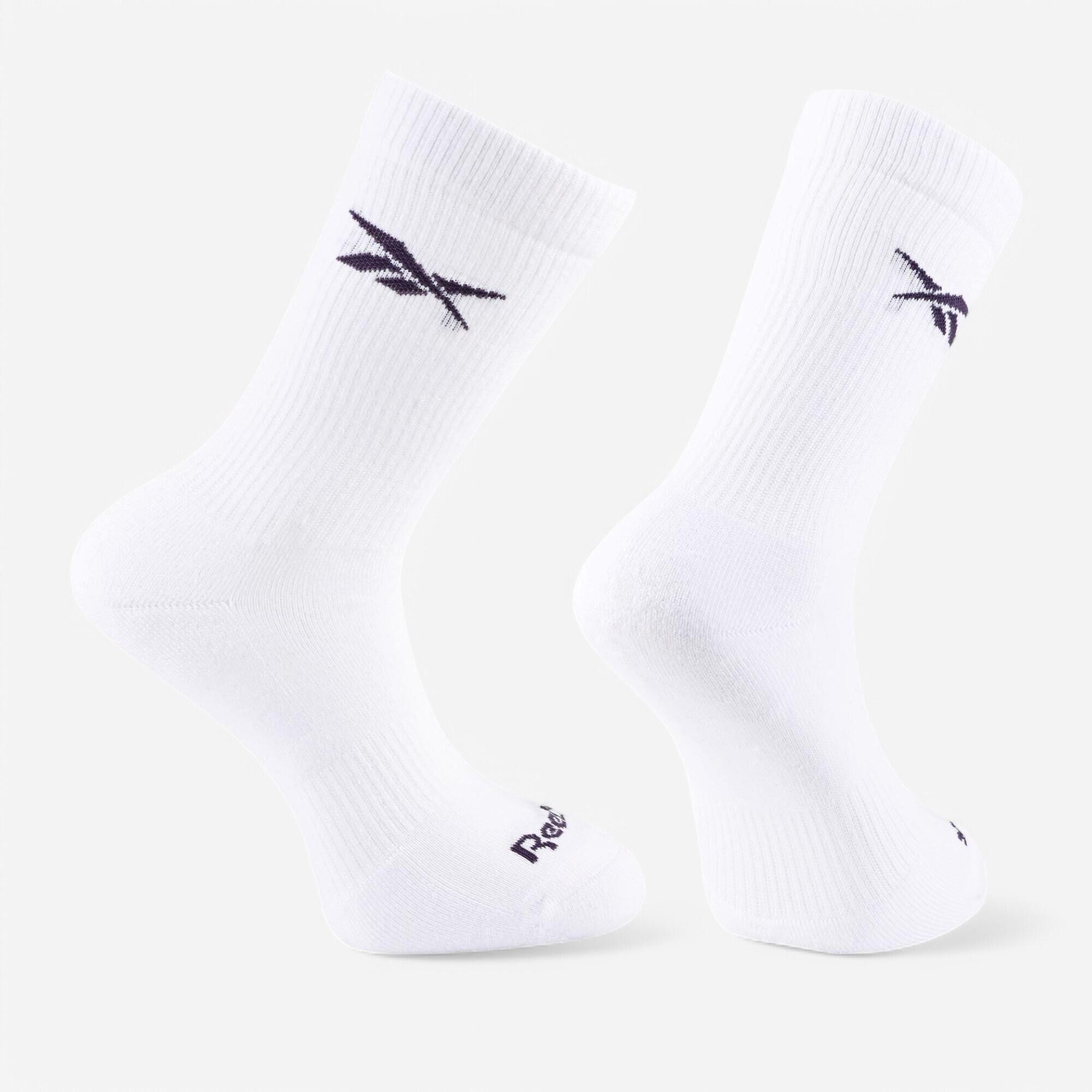 Set 3 perechi șosete mid Fitness Reebok Alb