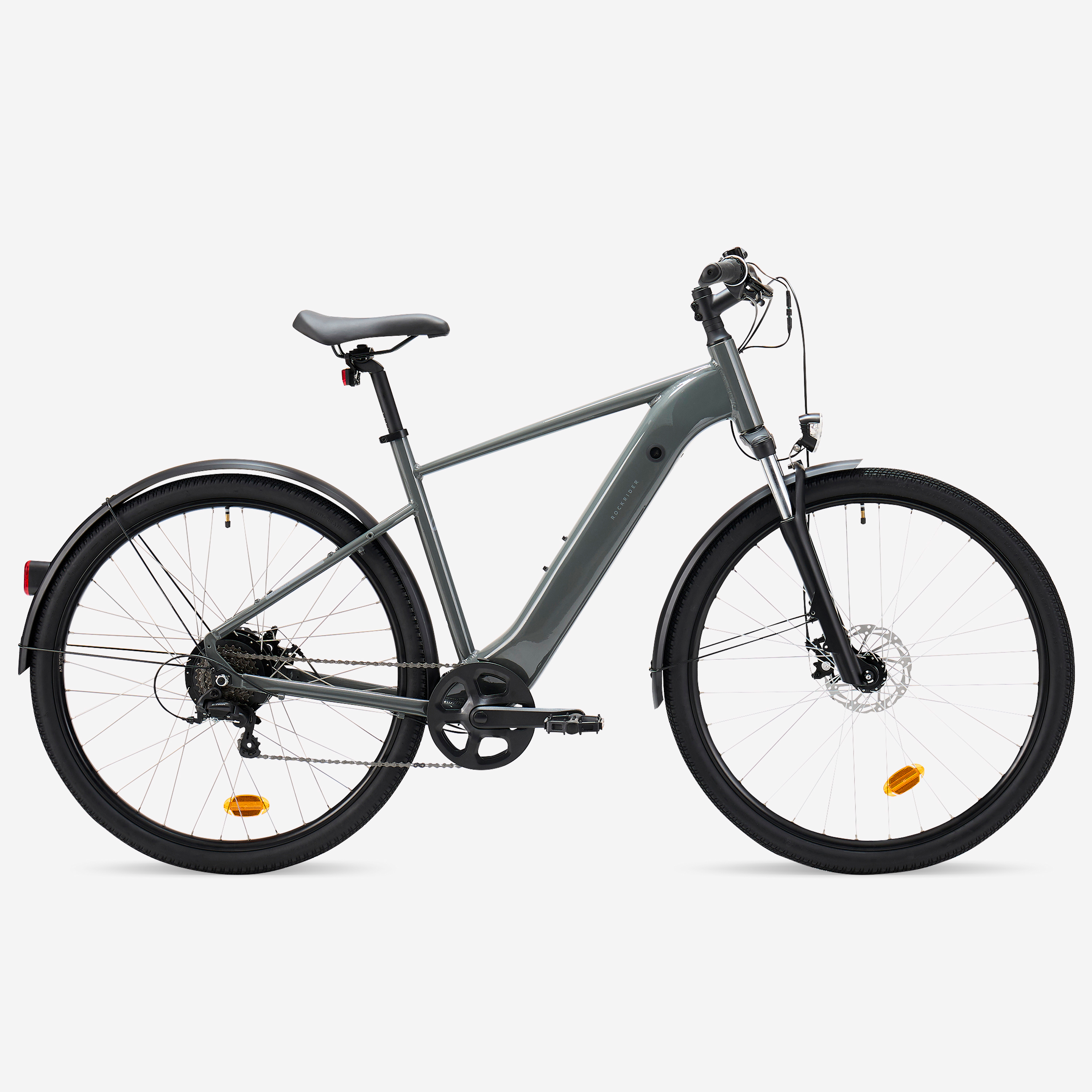 Vélo tout chemin électrique cadre haut, e-actv 100 gris anthracite - Vélos & Accessoires - Rockrider- Clubs - Entreprises - Collectivités - Associations