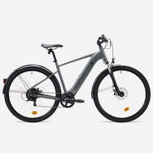Bicicleta Trekking Eléctrica Cuadro Alto E-Actv 100 Gris Antracita