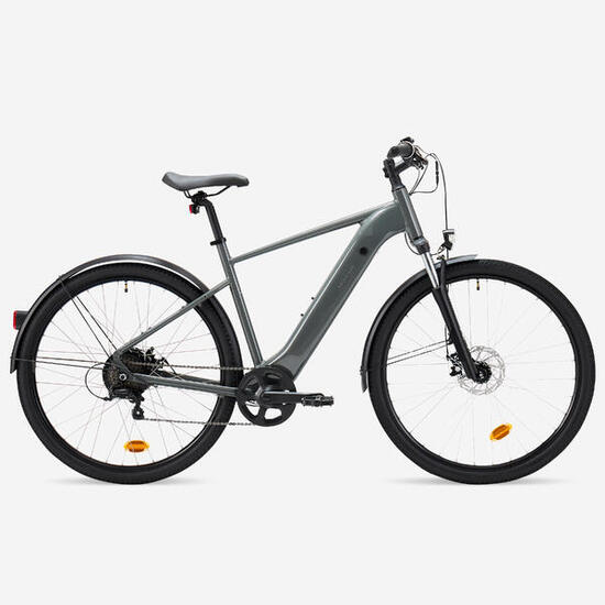 Bici elettrica trekking a pedalata assistita E-ACTV 100 telaio alto grigia