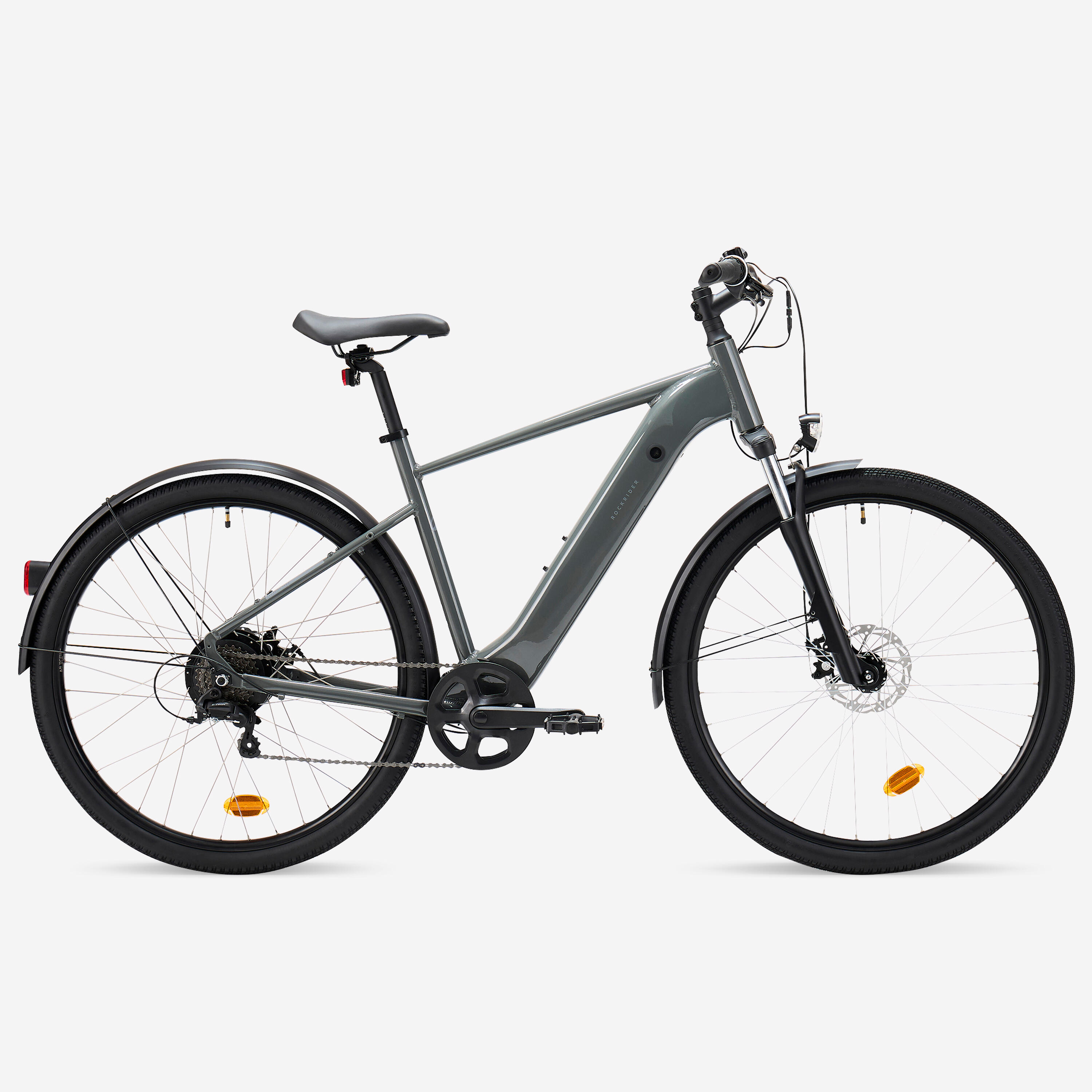Bicicleta de trekking elétrica quadro alto e-actv 100 cinzento-antracite