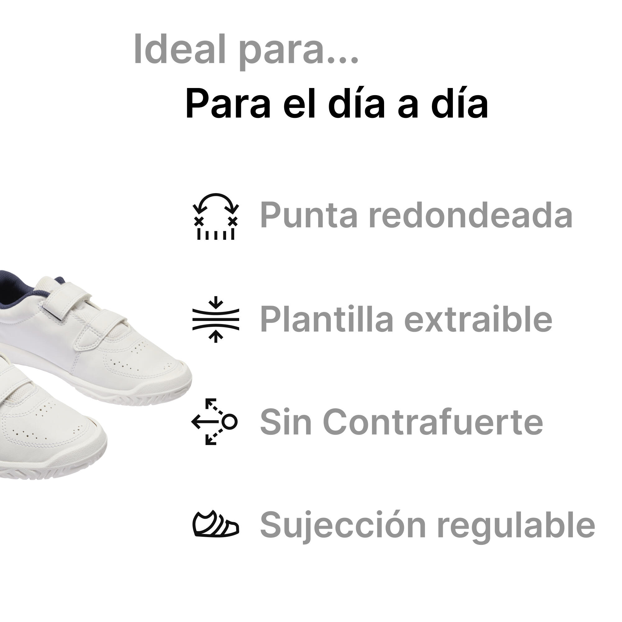 Zapatillas deportivas velcro Niños Ts 100 blanco del 26 al 39 2/6