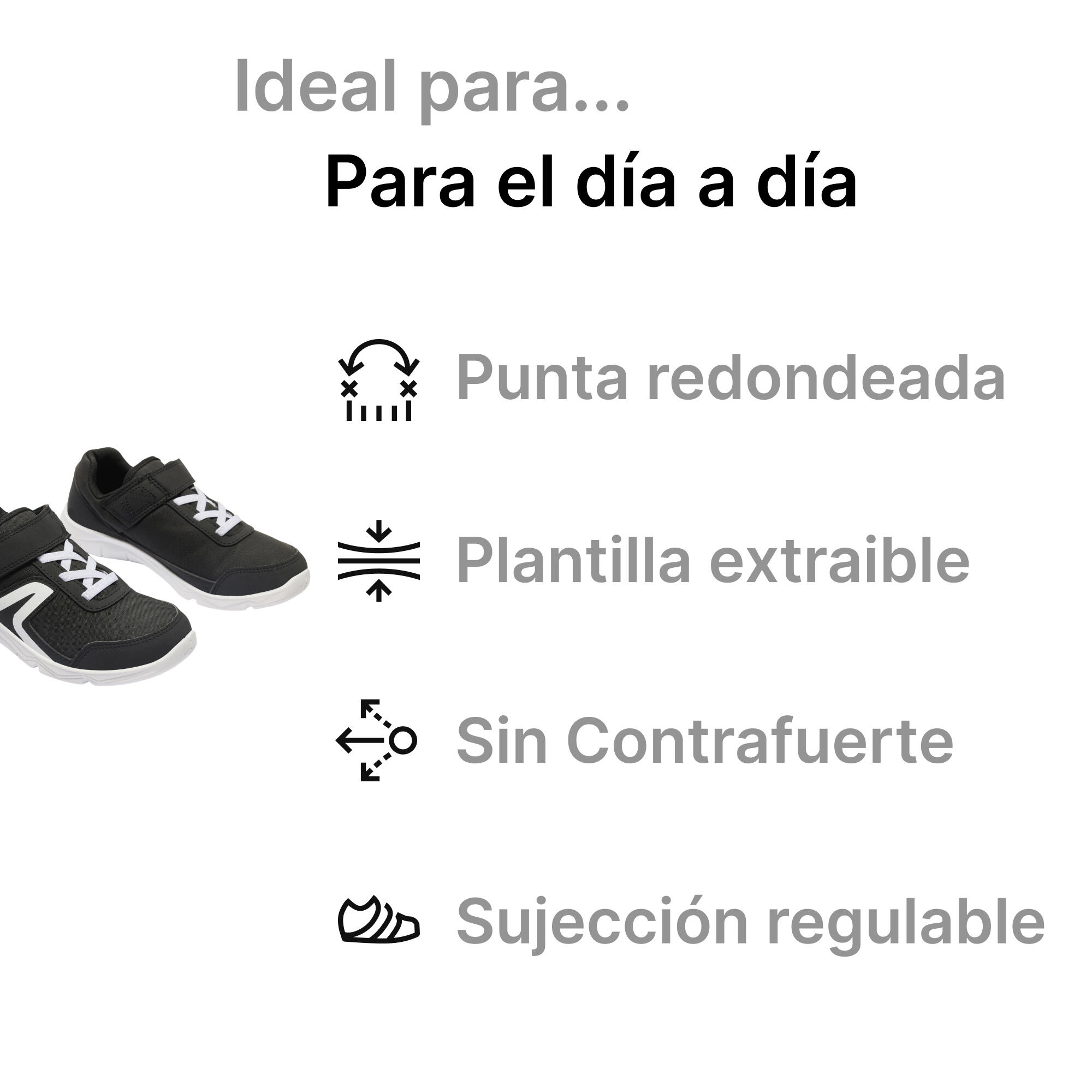 Kids Walking Velcro Shoes 100  - Black