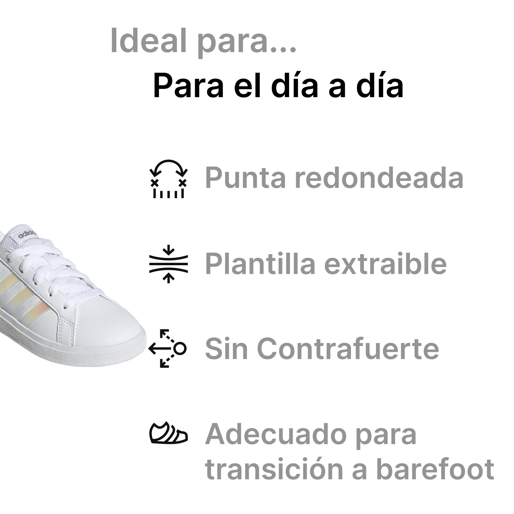 Zapatillas deportivas con cordones Adidas Grand Court Lifestyle blancas 2/8